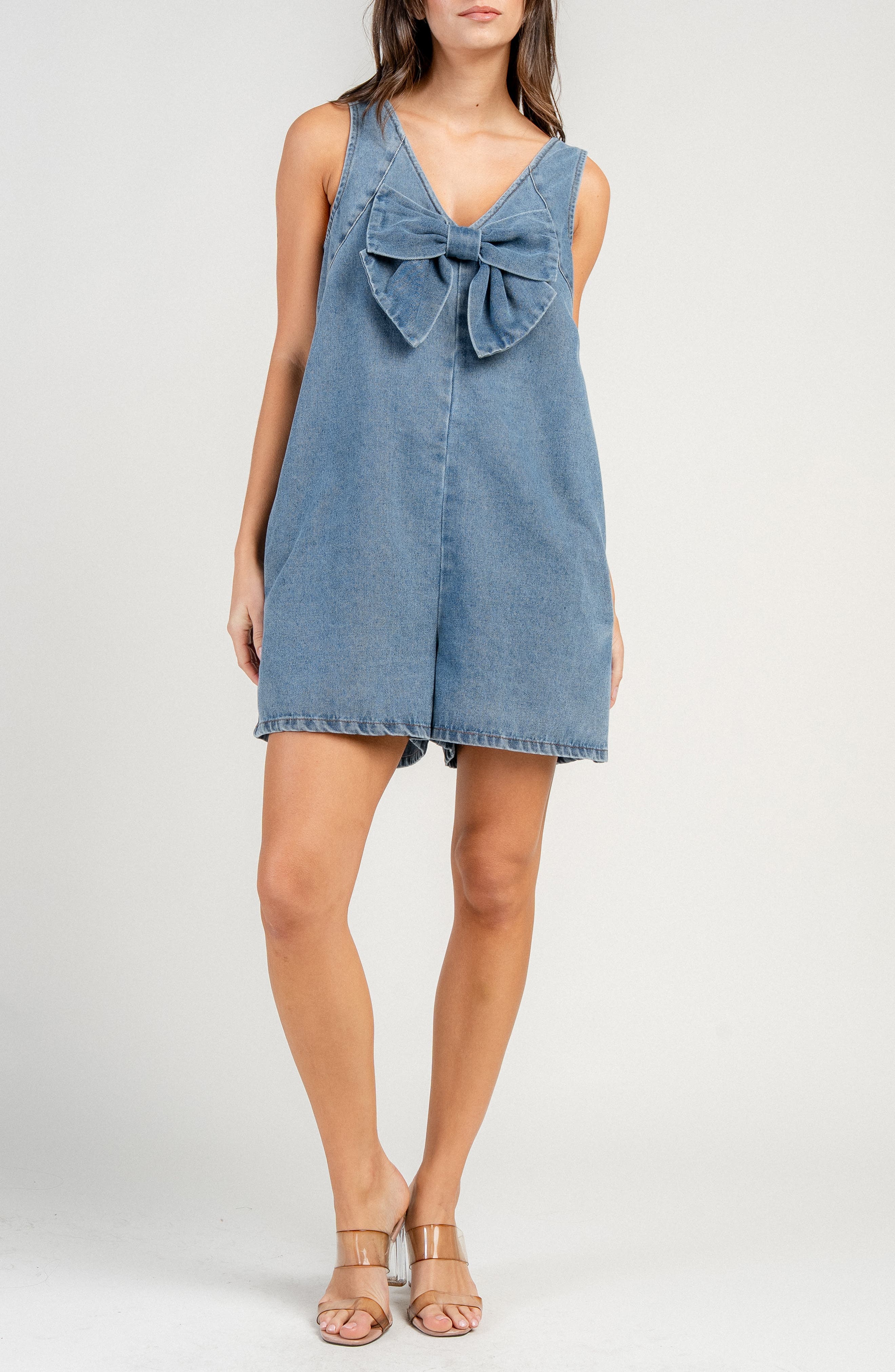 Bow Front Denim Romper - image 1