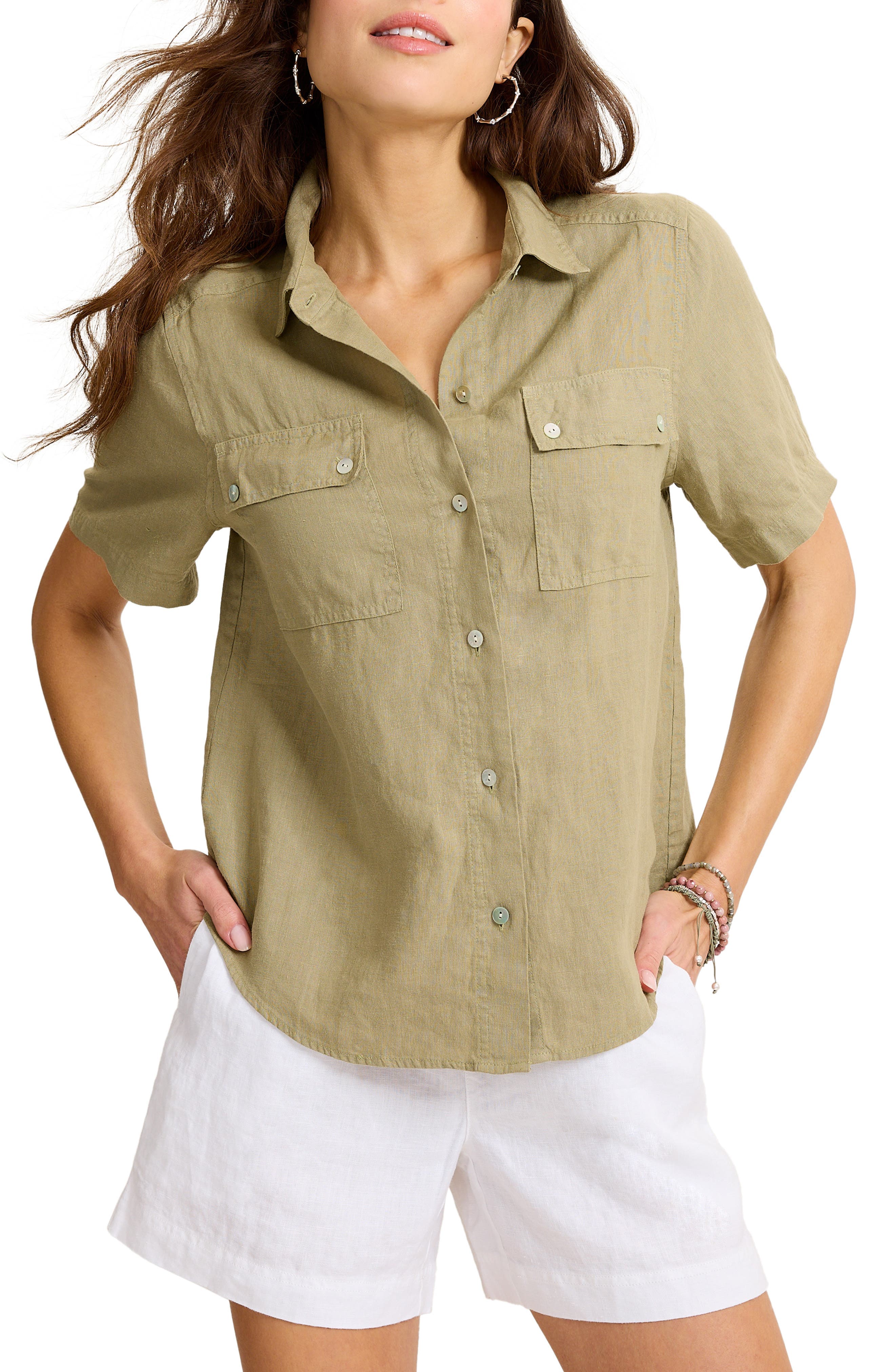 Castialina Utility Linen Button-Up Shirt - image 3