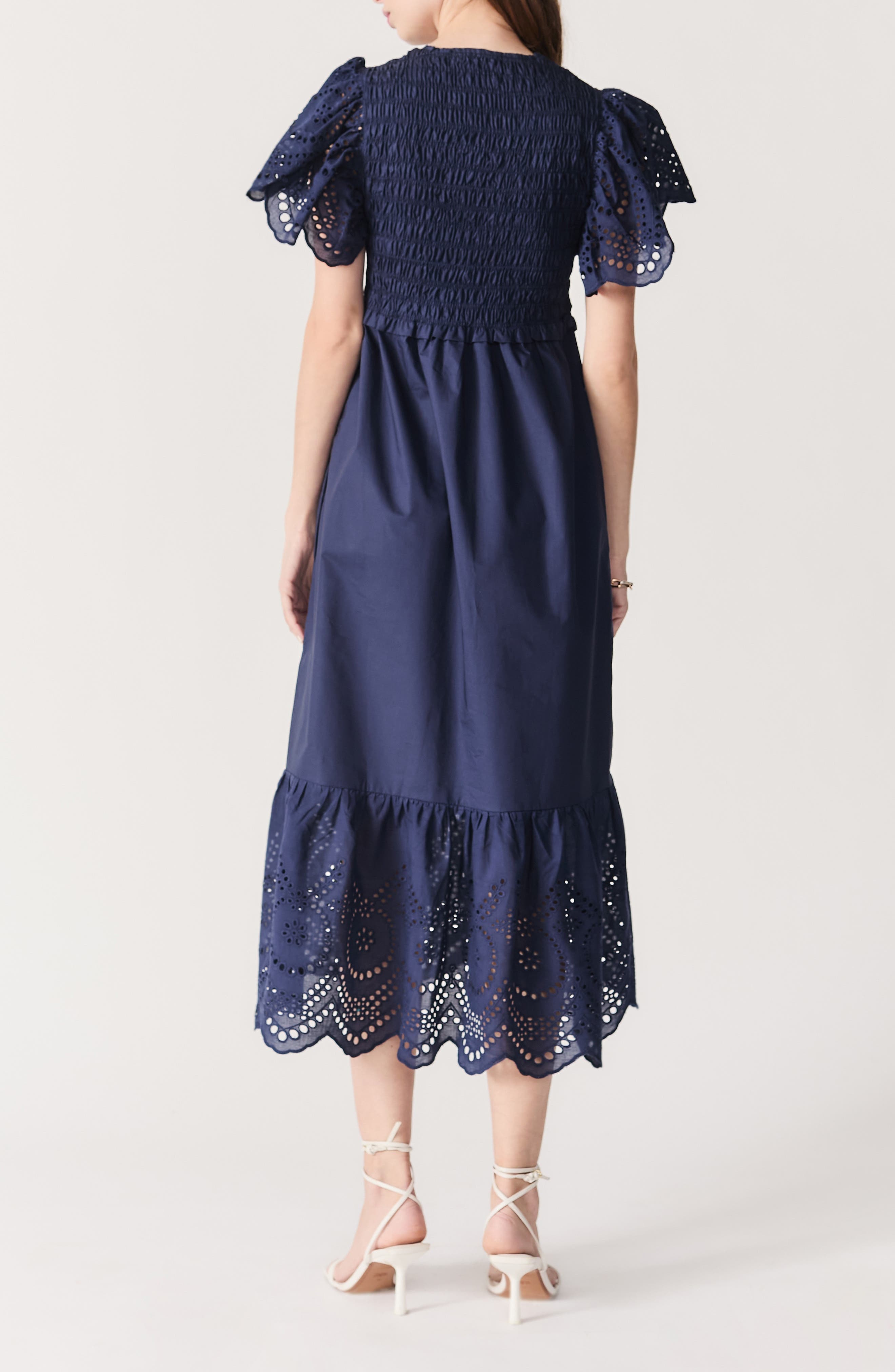 Avis Embroidered Ruffle Cotton Midi Dress - image 2