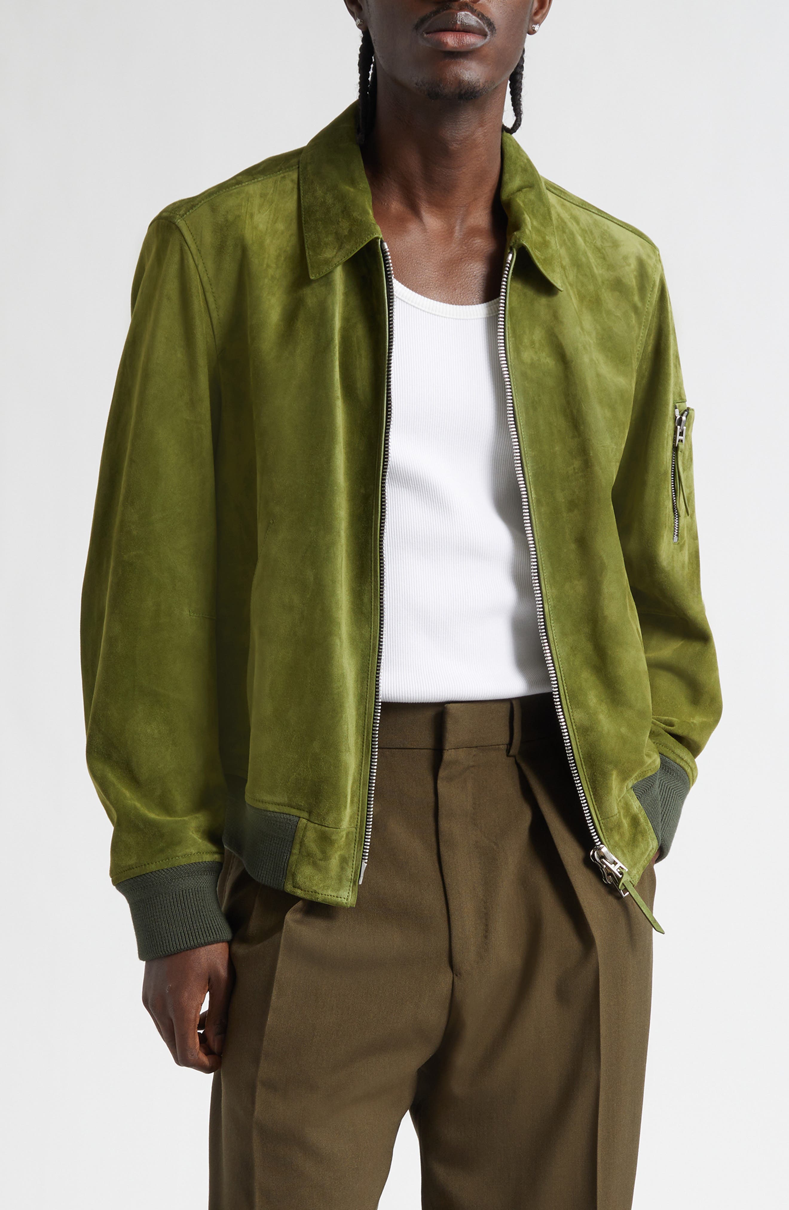 Collared Suede Bomber Jacket - image 1