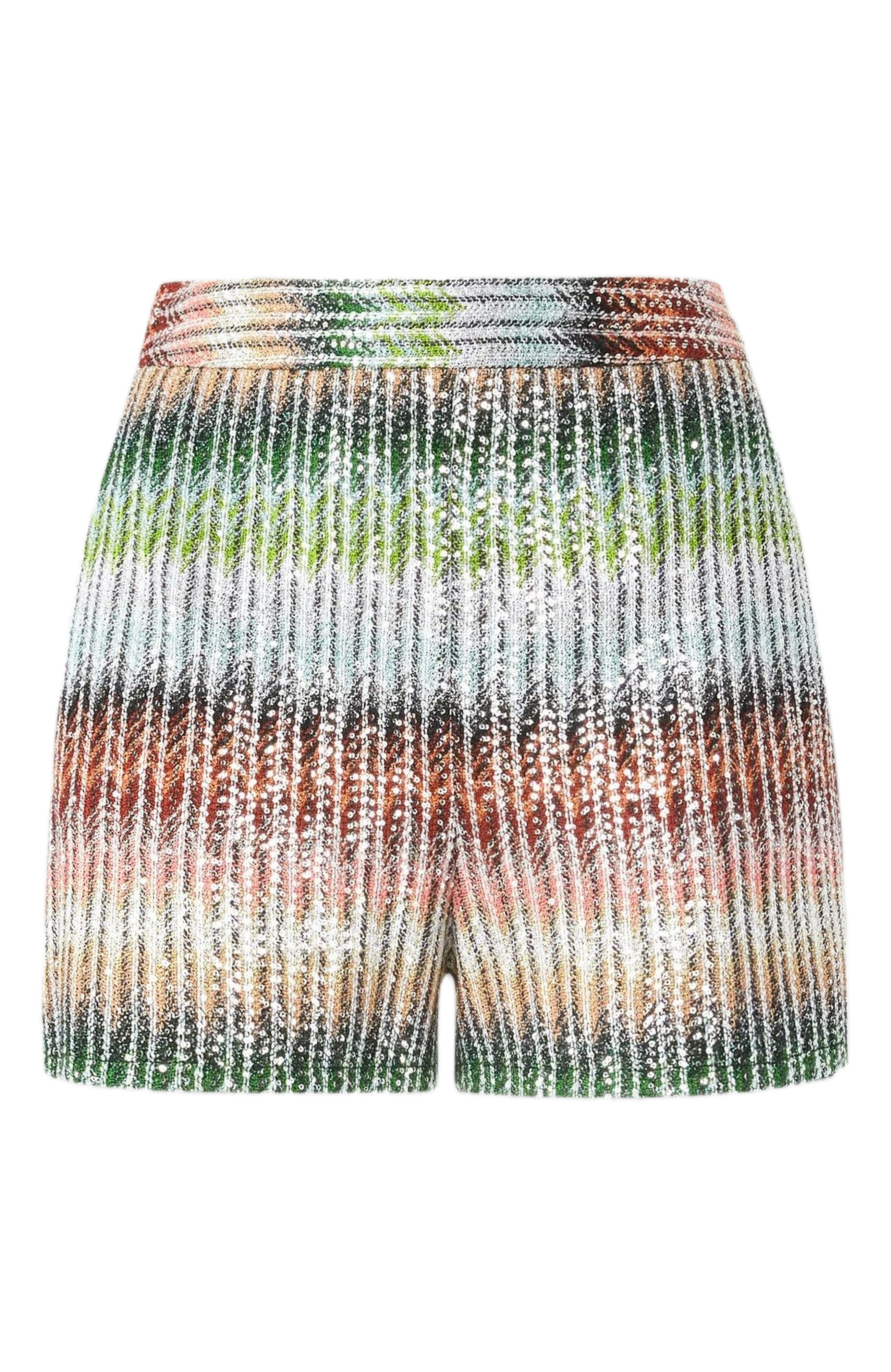 Gradient Zig Zag Knit Shorts With Sequins - image 2