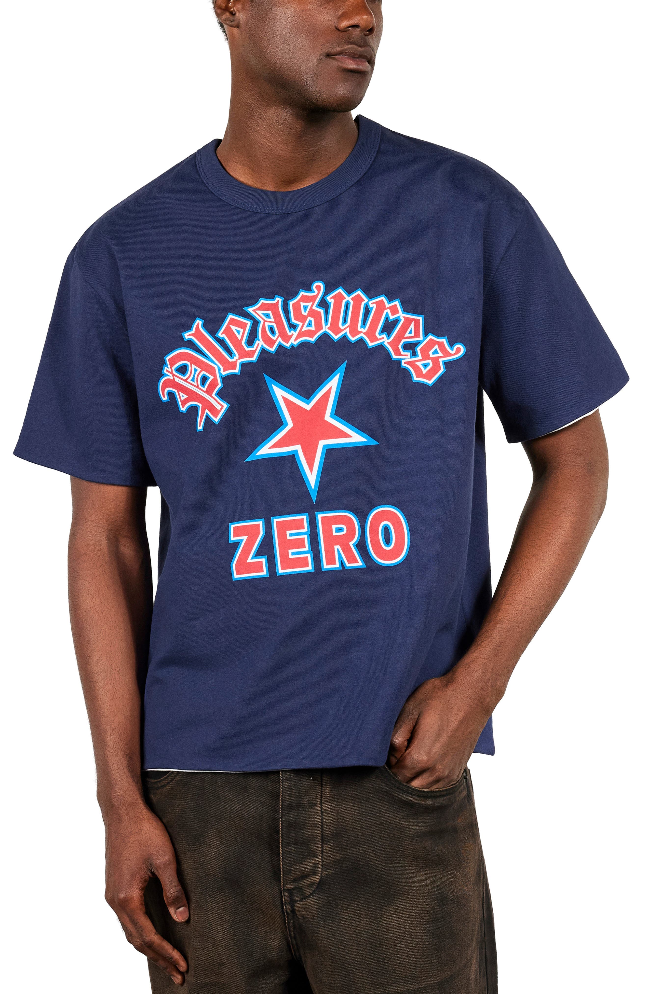 X Zero Skateboards Stars Graphic Print Reversible T-Shirt - image 1