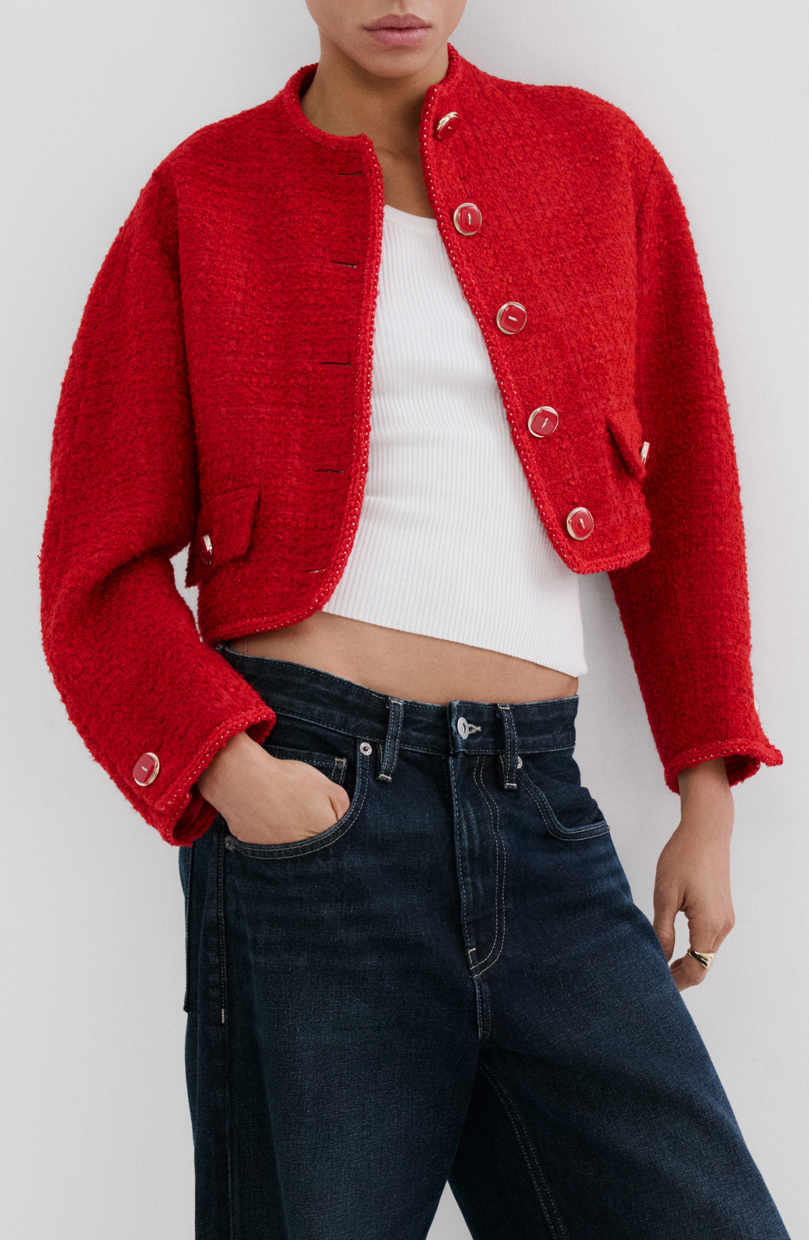 Jewel Button Tweed Jacket - image 1