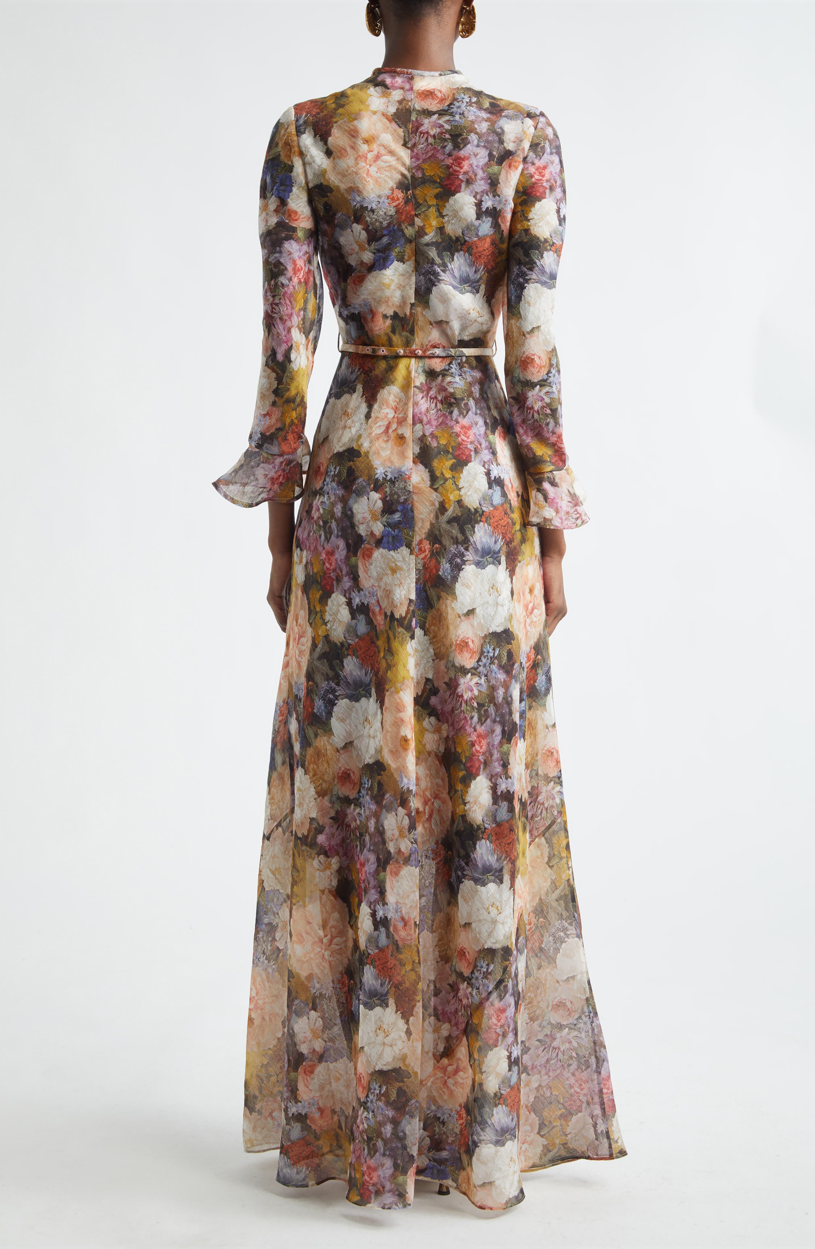 Alchemy Floral Long Sleeve Linen & Silk Maxi Dress - image 2