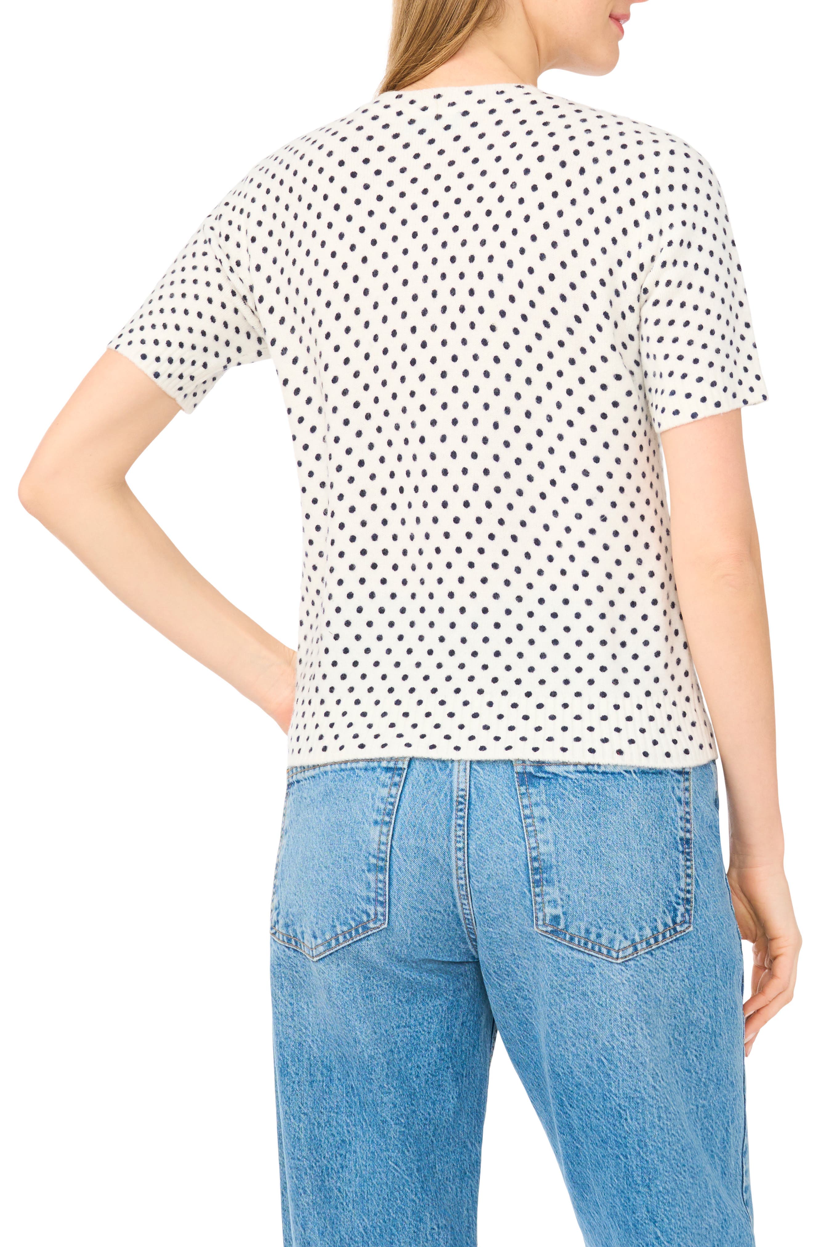 Polka Dot Short Sleeve Sweater - image 2