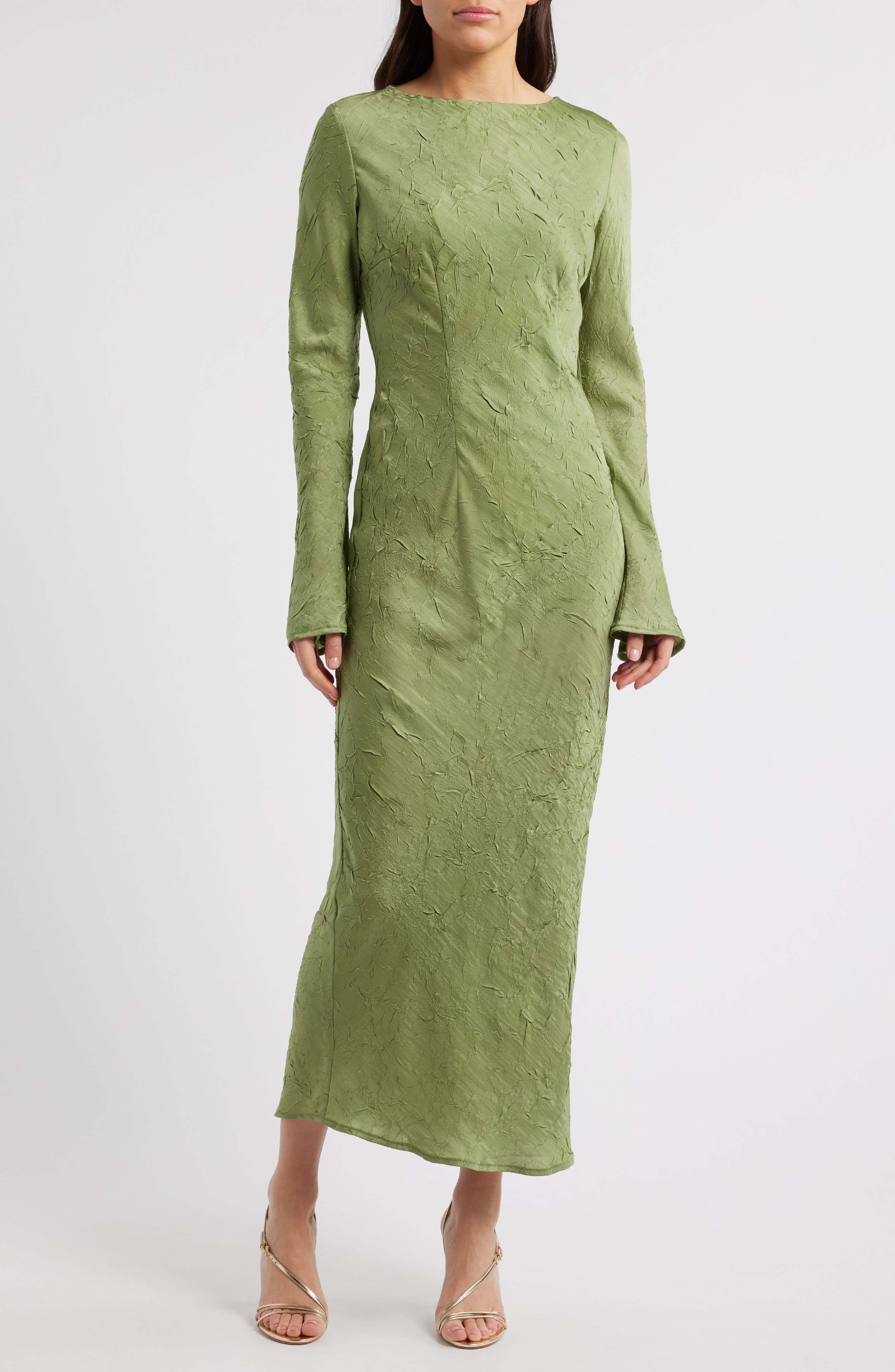 Crinkle Effect Long Sleeve Dress - image 1