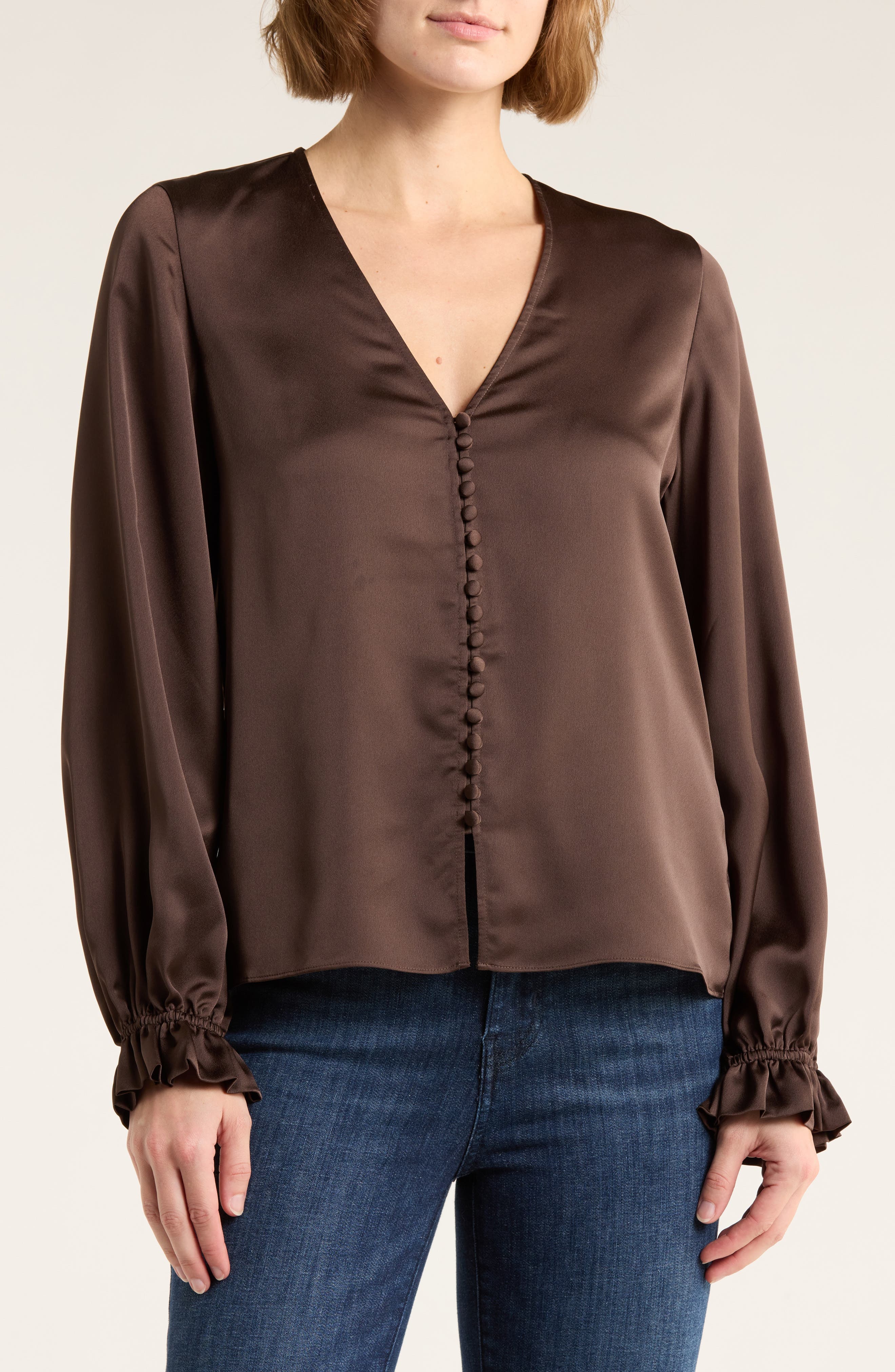Slim V-Neck Blouse - image 1