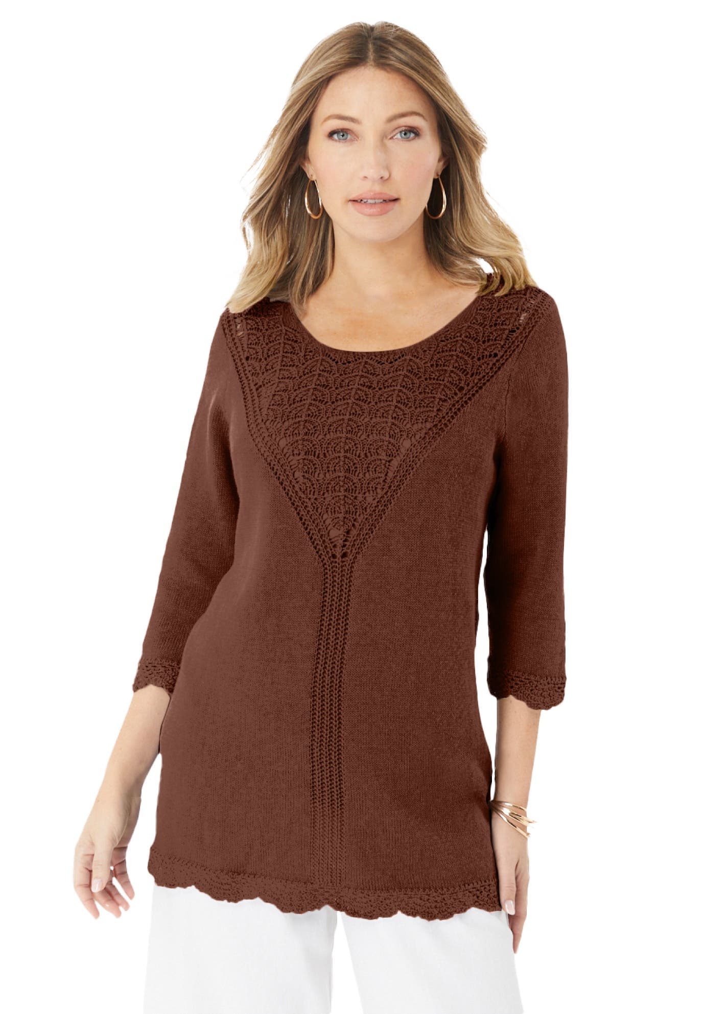 Lace Knit Pullover Sweater - image 1