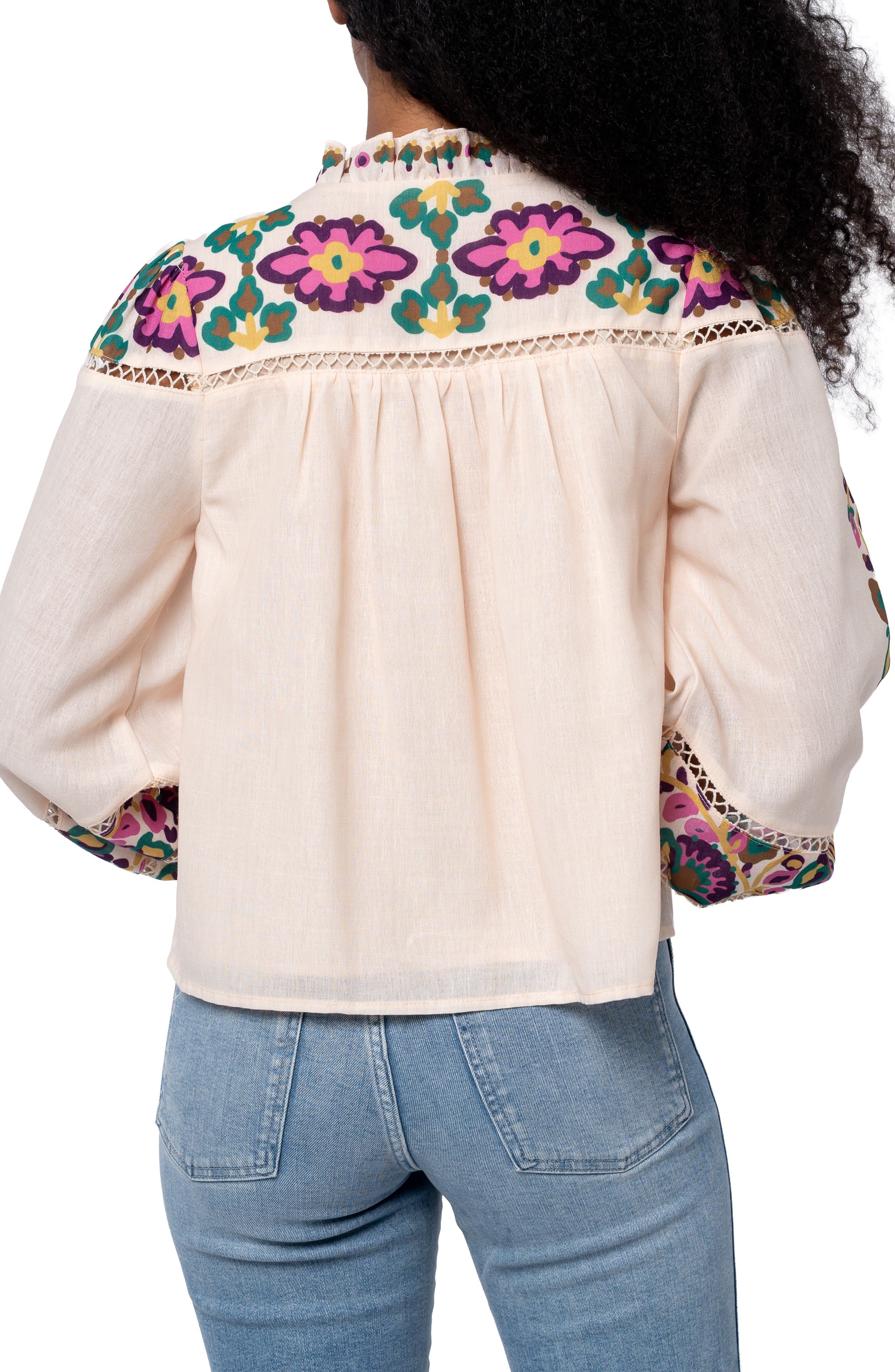 Isme Placed Floral Ruffle Placket Button-Up Shirt - image 2