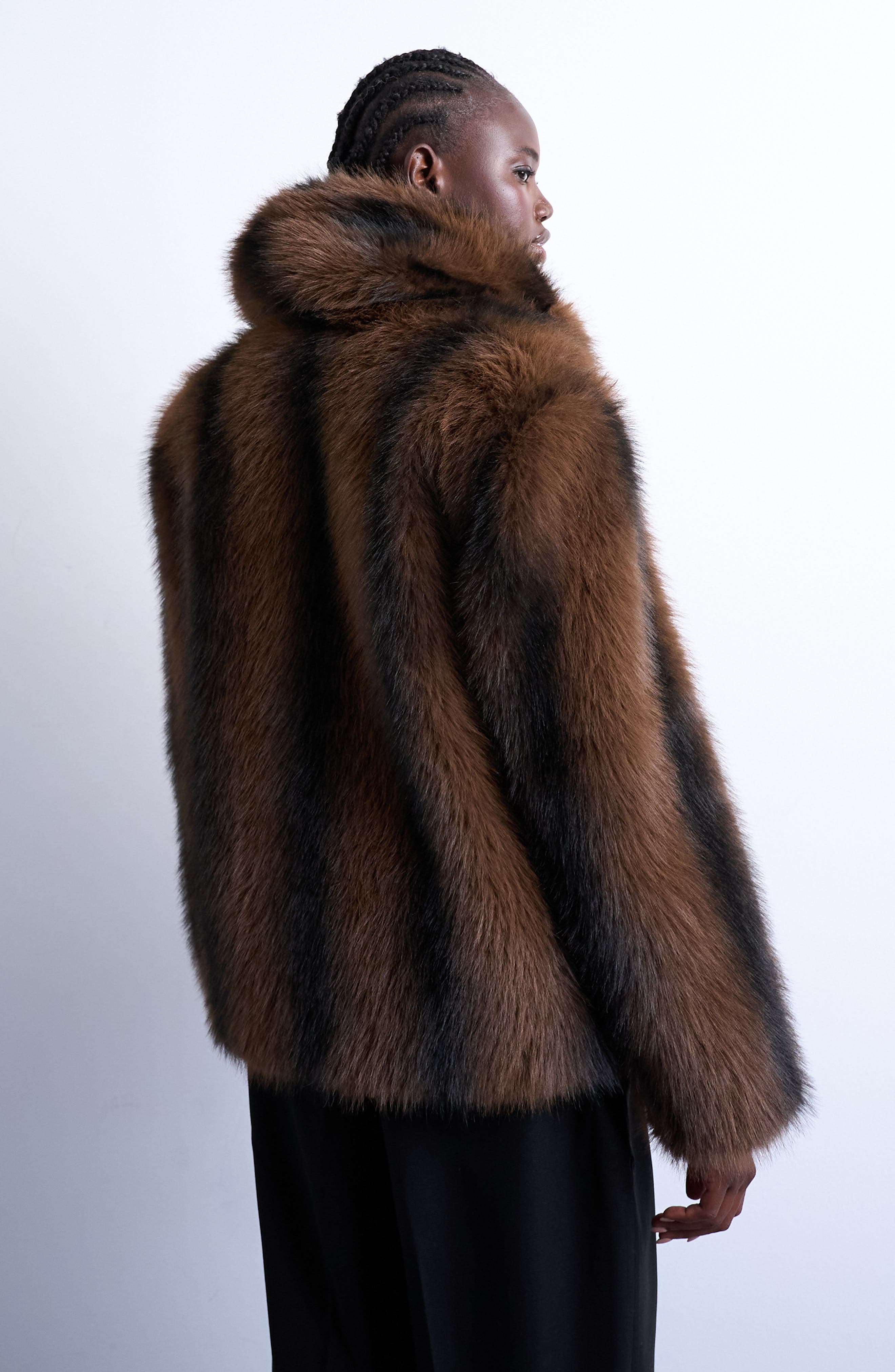 Stripe Faux Fur Jacket - image 2