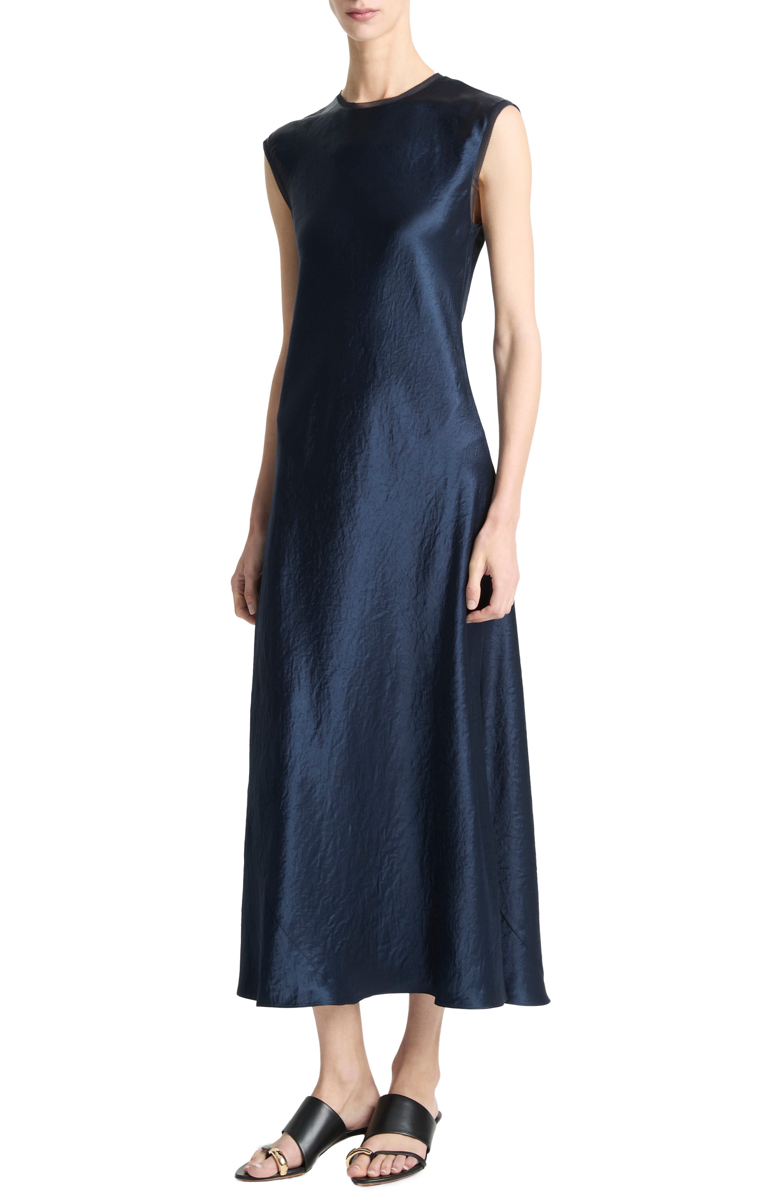 Cap Sleeve Satin Maxi Dress - image 2