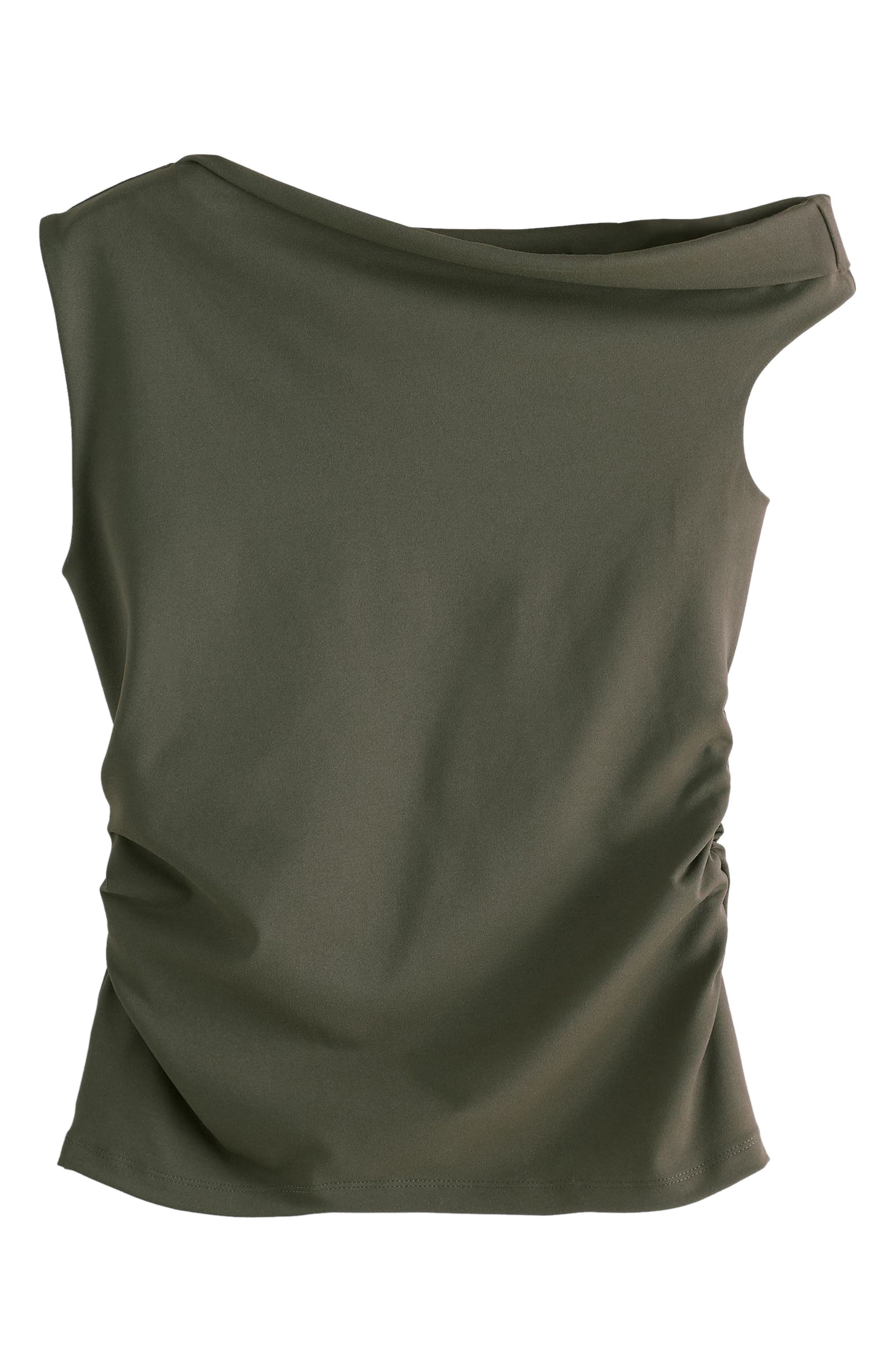 Side Ruched One-Shoulder Top - image 1