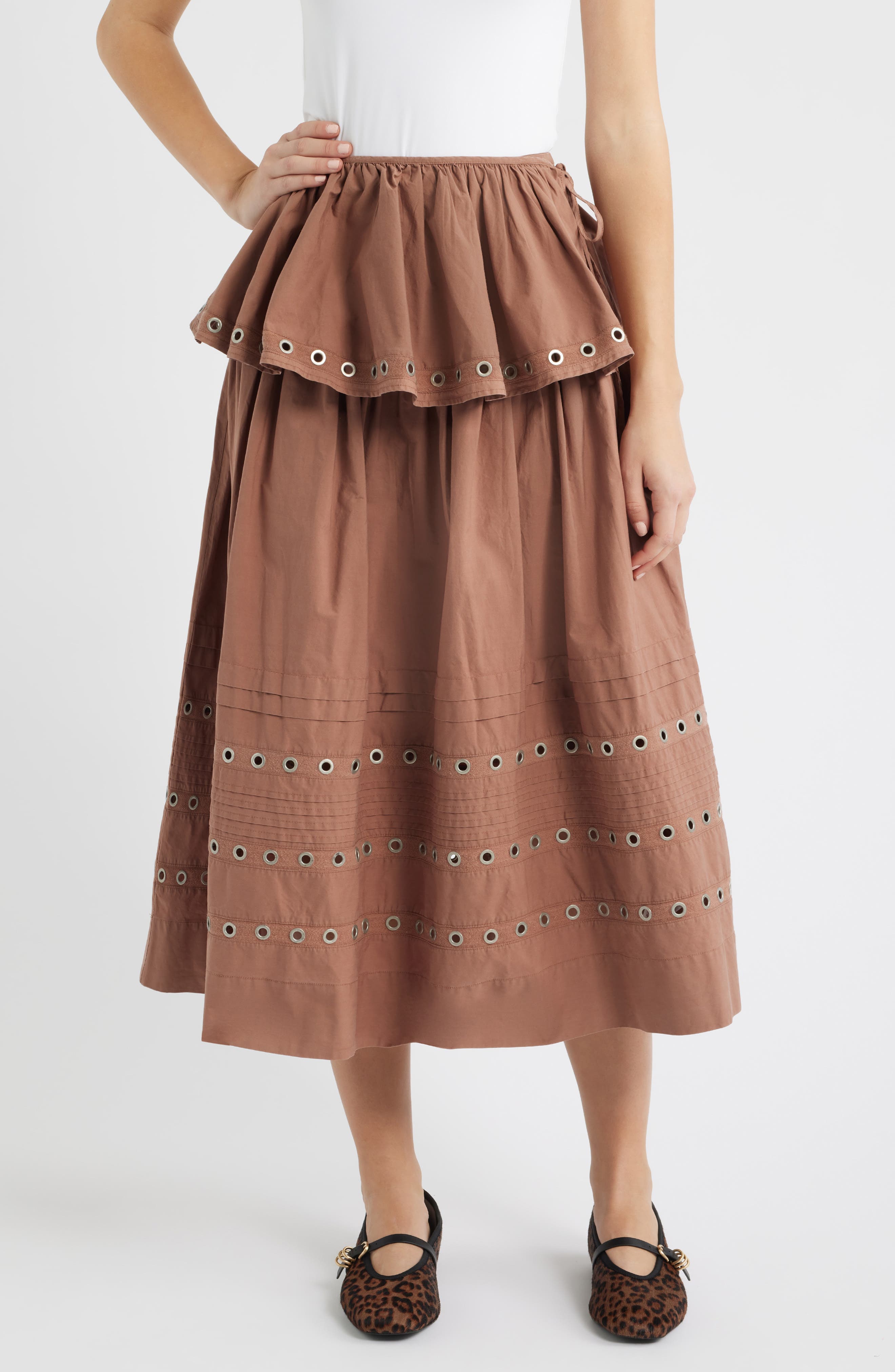 Anika Ruffle Grommet Organic Cotton Maxi Skirt - image 1