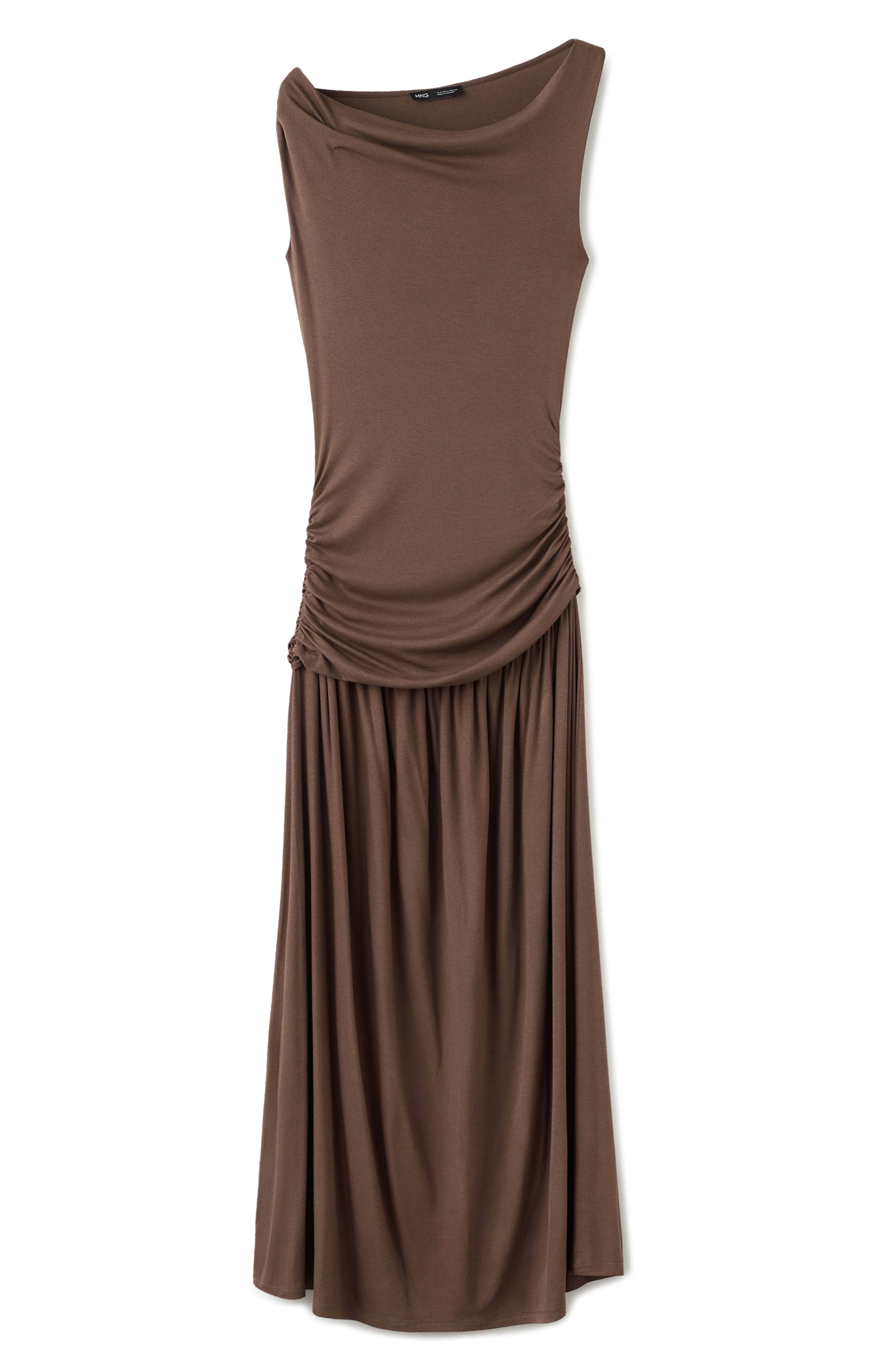 Asymmetric Gather Maxi Dress - image 1