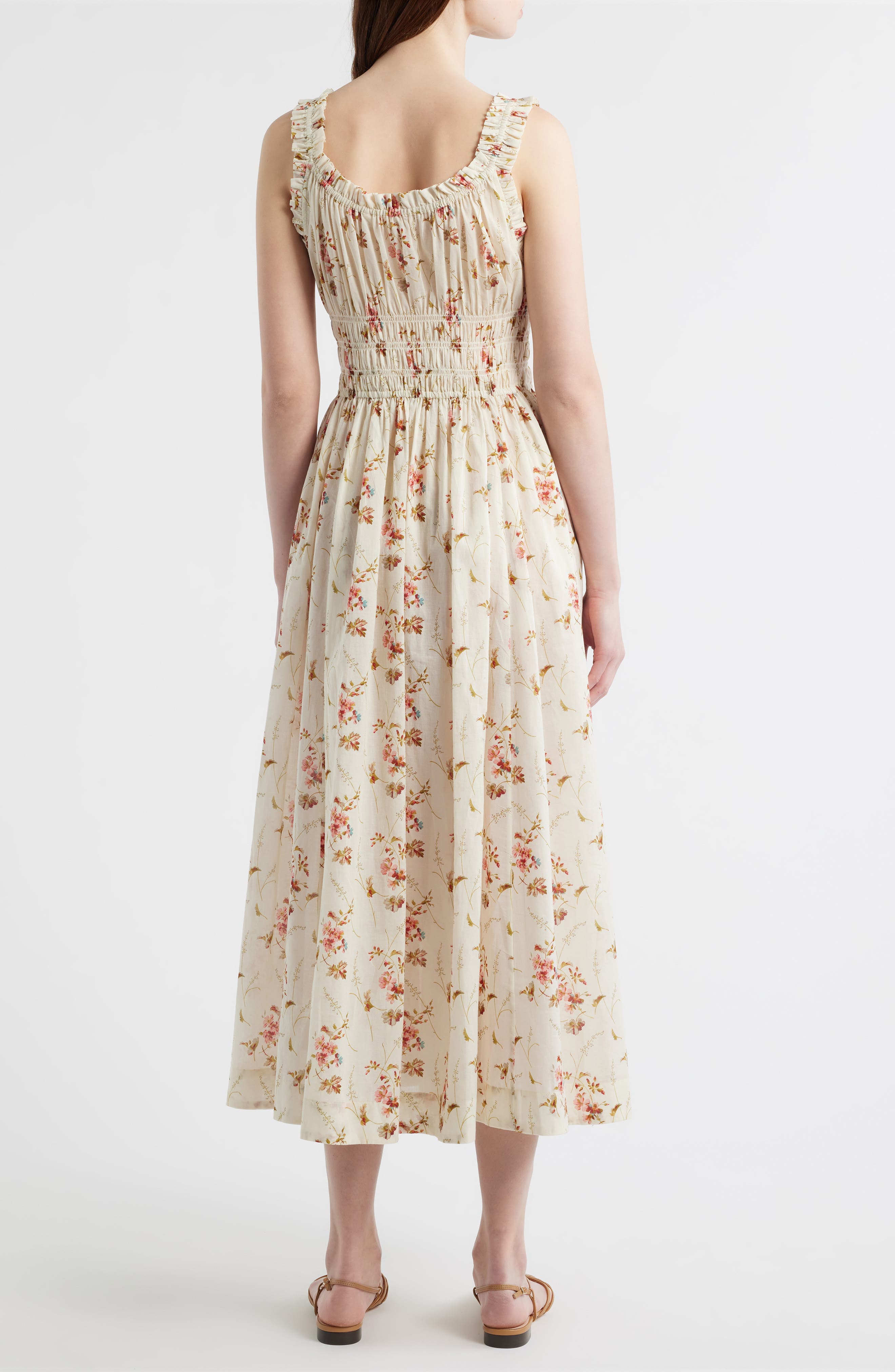 Emmaretta Floral Shirred Organic Cotton Voile Dress - image 2