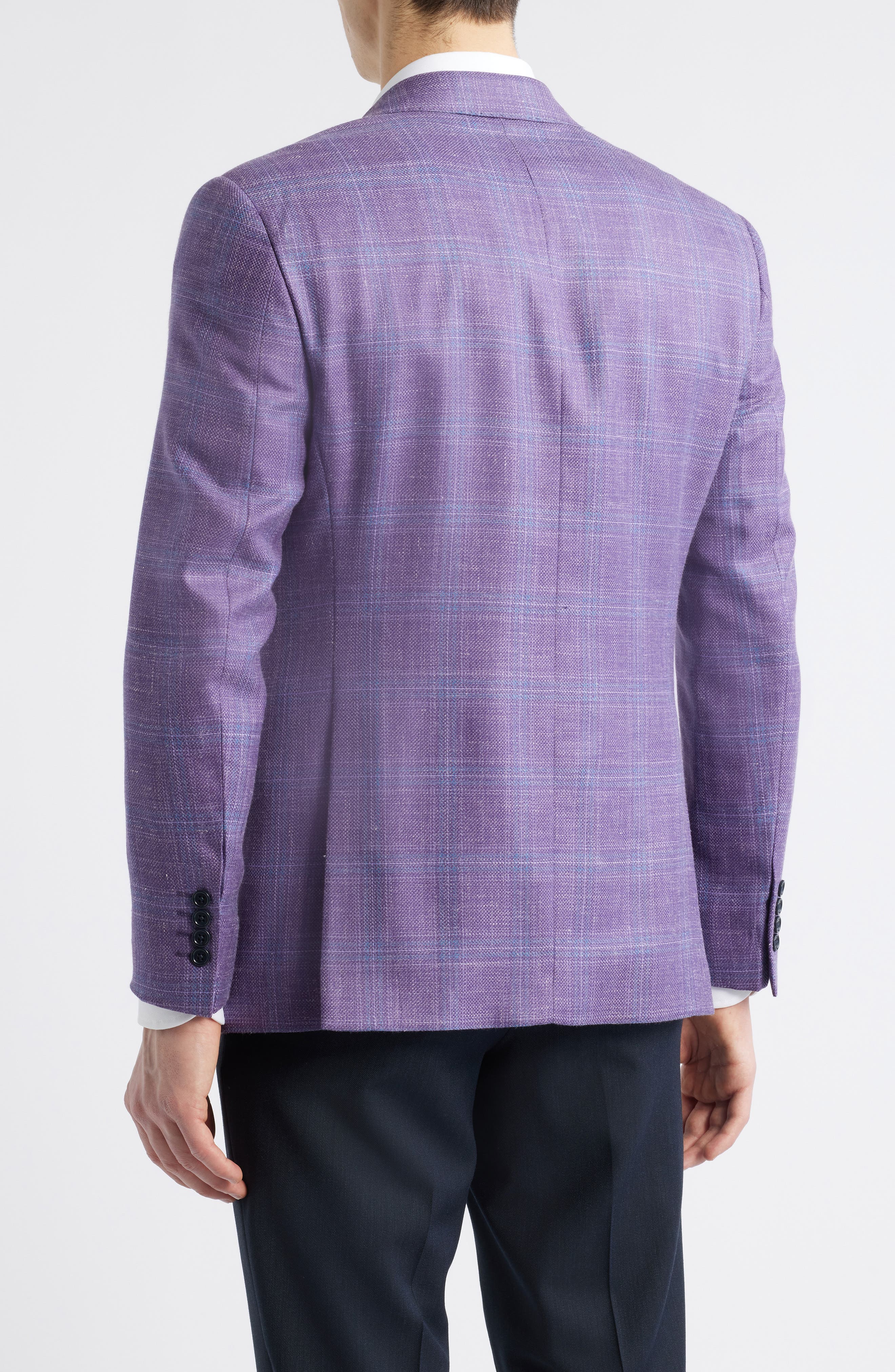 Purple Plaid Wool & Silk Blend Sport Coat - image 2