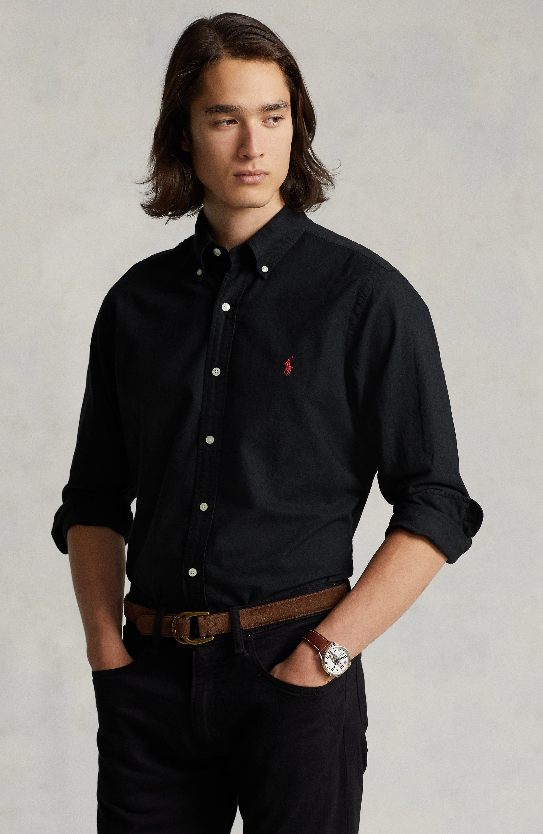 Classic Fit Garment-Dyed Long Sleeve Oxford Shirt - image 2