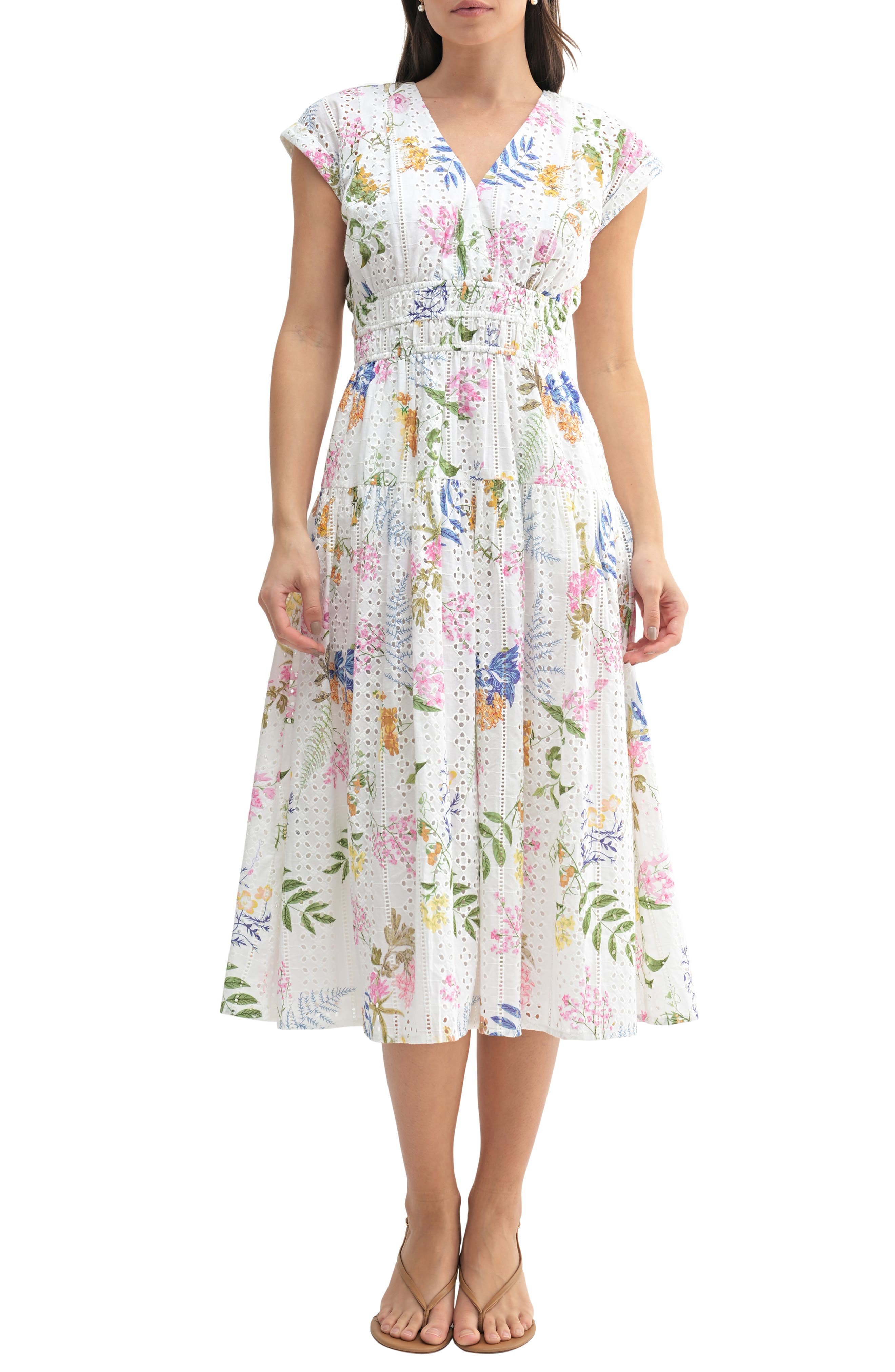 Eyelet A-Line Midi Dress - image 1