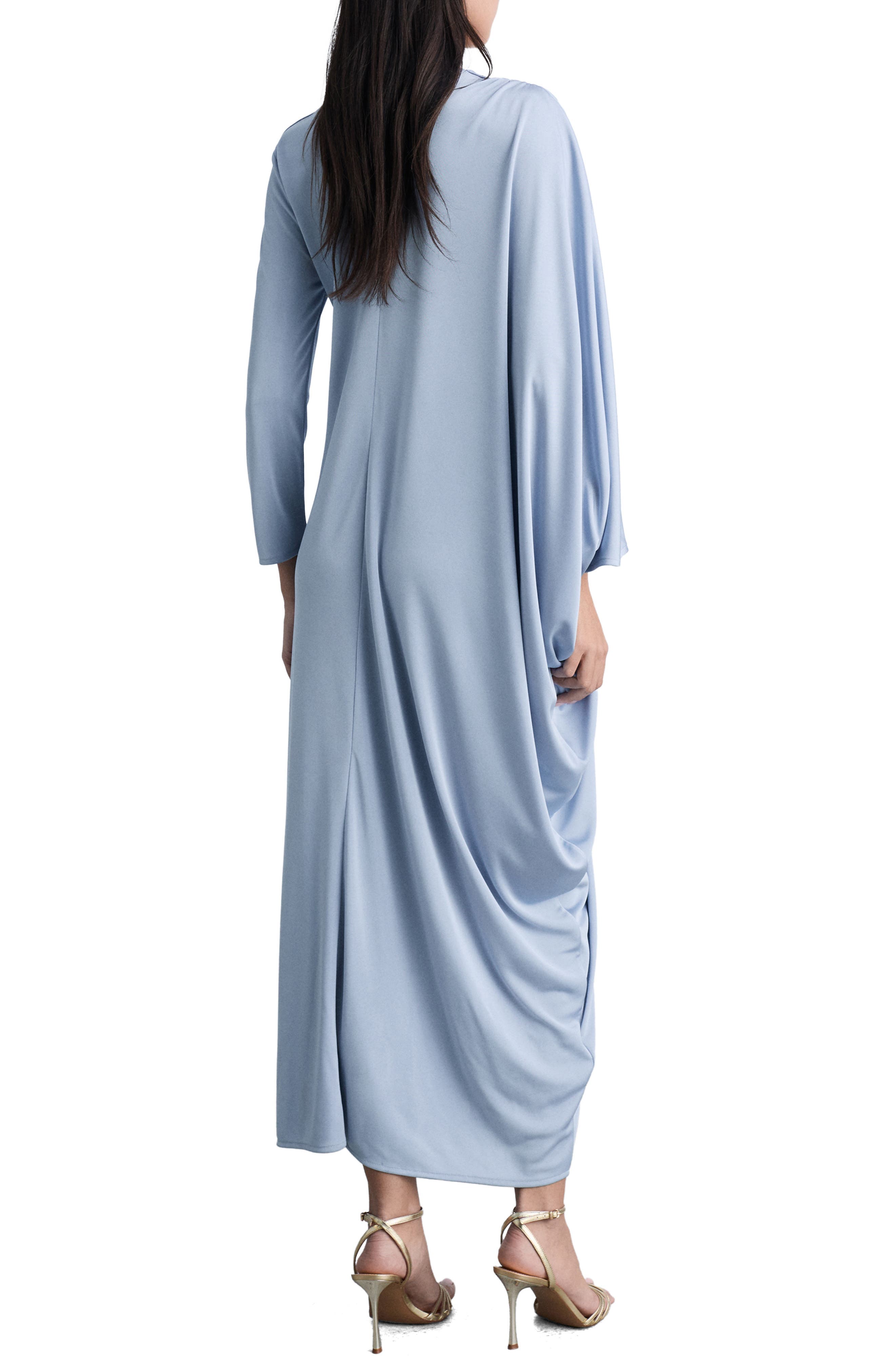 Asymmetric Long Sleeve Chiffon Dress - image 2