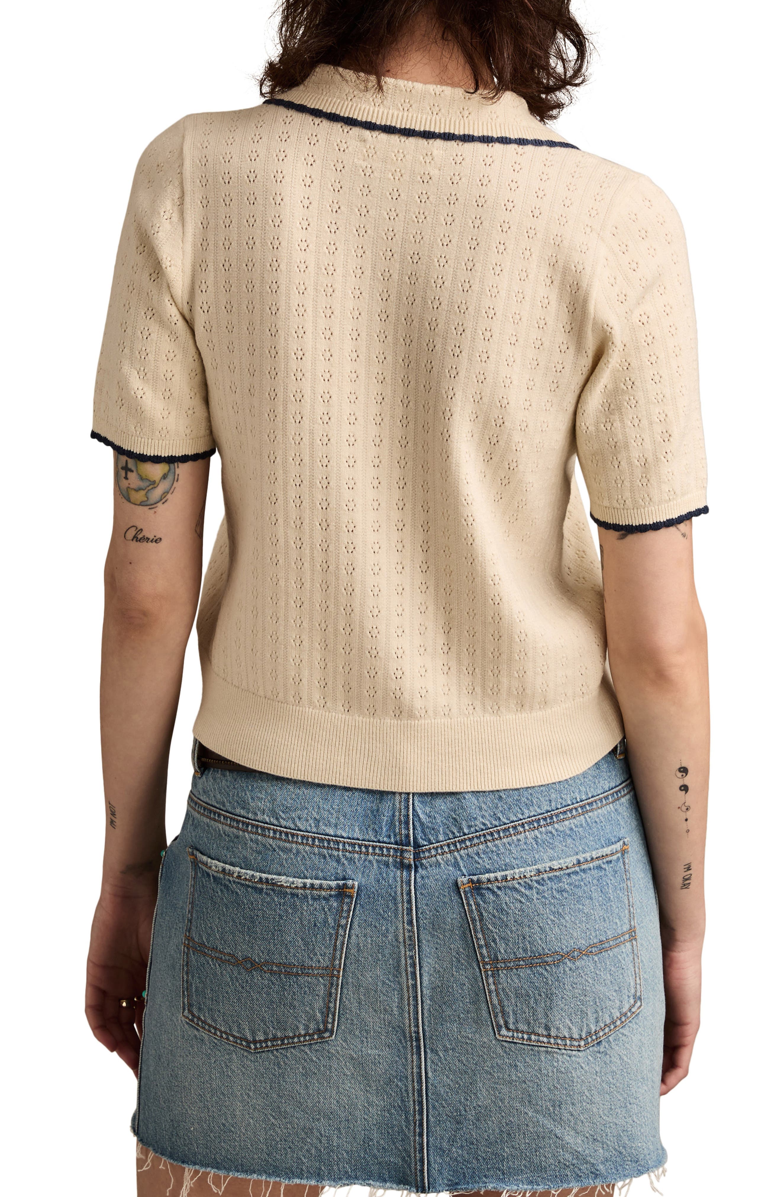 Pointelle Trim Cardigan - image 2