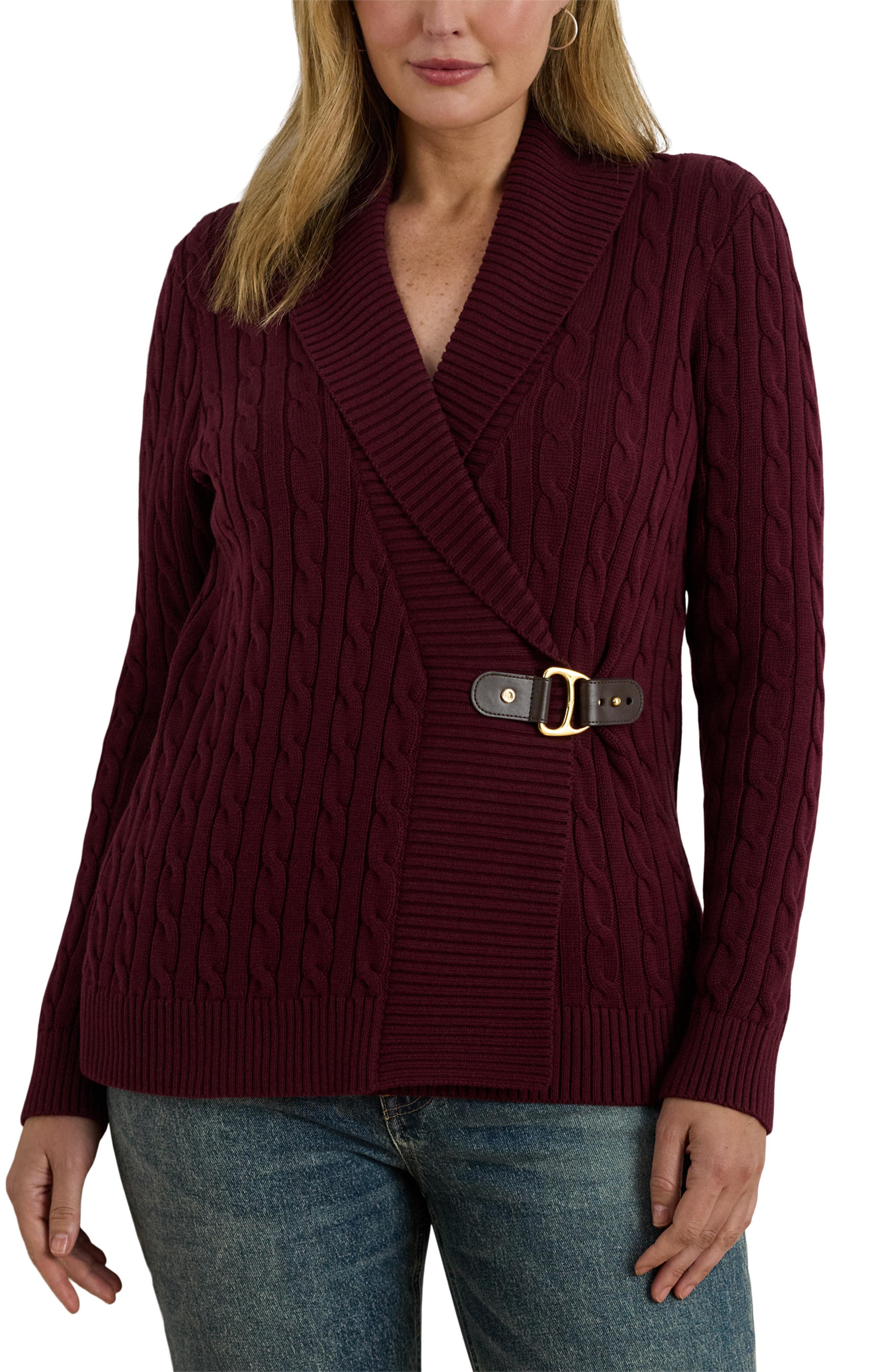 Cable Stitch Cotton Wrap Cardigan - image 1