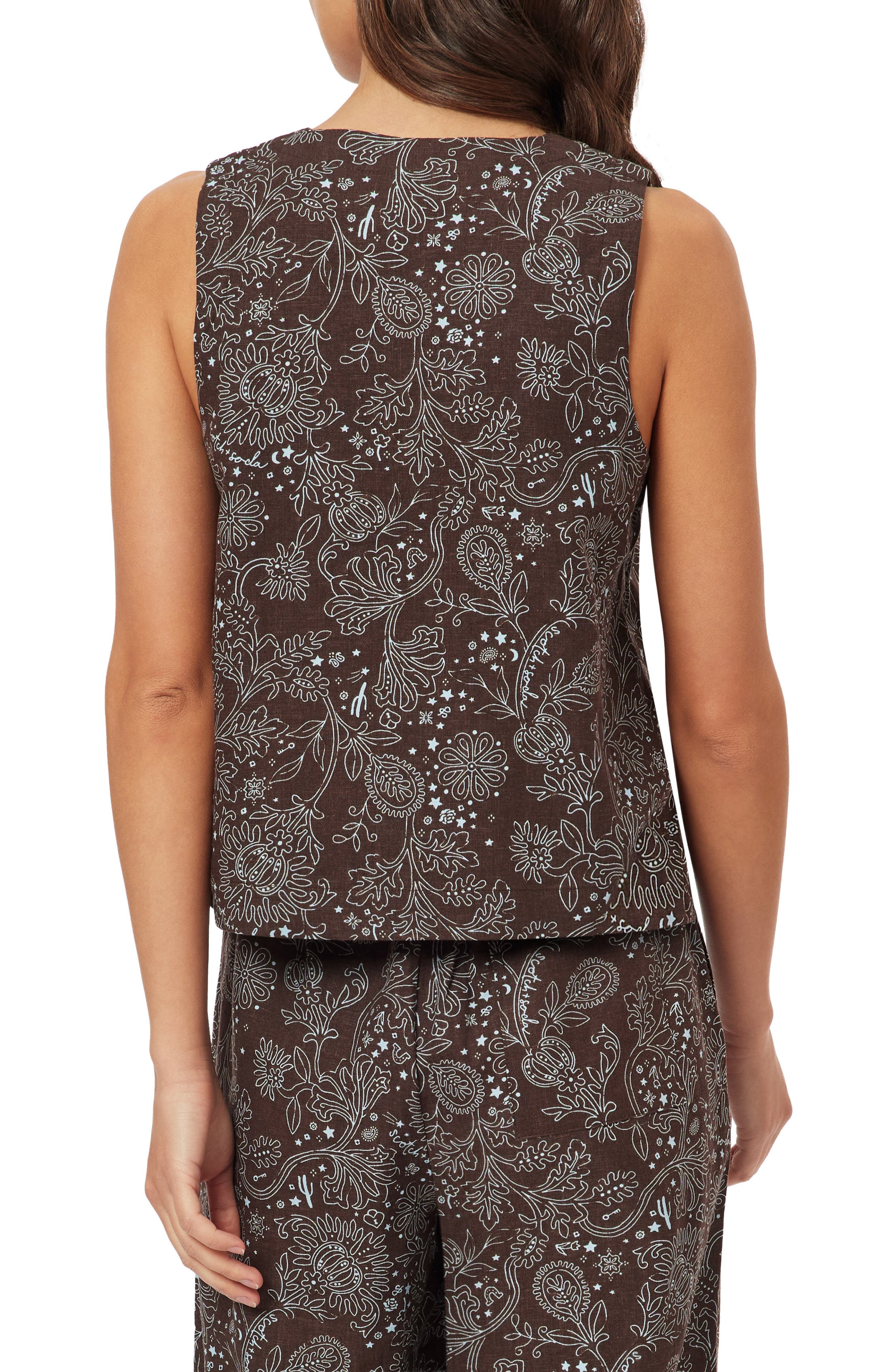 Sleeveless Linen Blend Button-Up Shirt - image 2