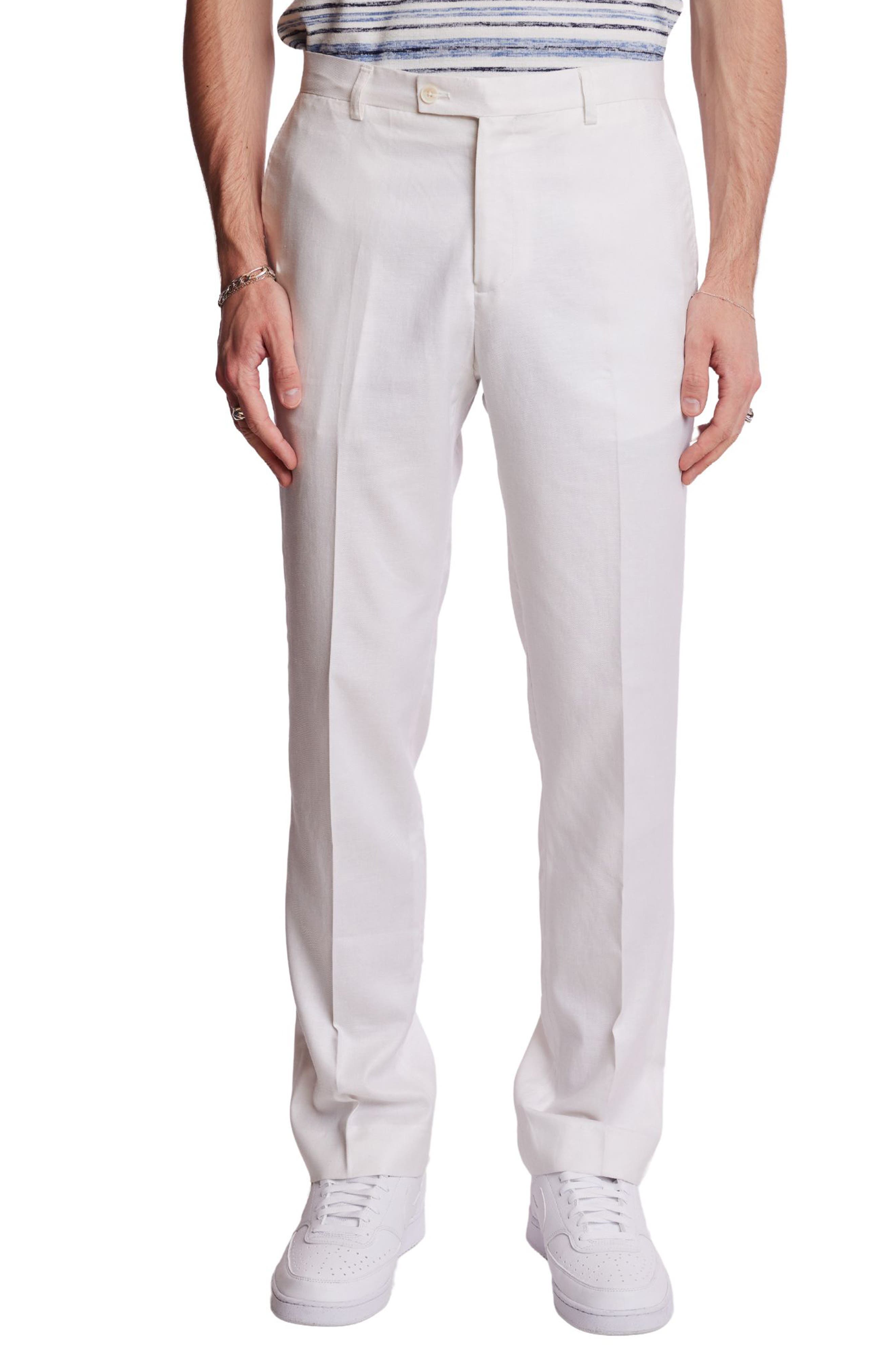 Downing Slim Flat Front Linen Blend Dress Pants - image 1