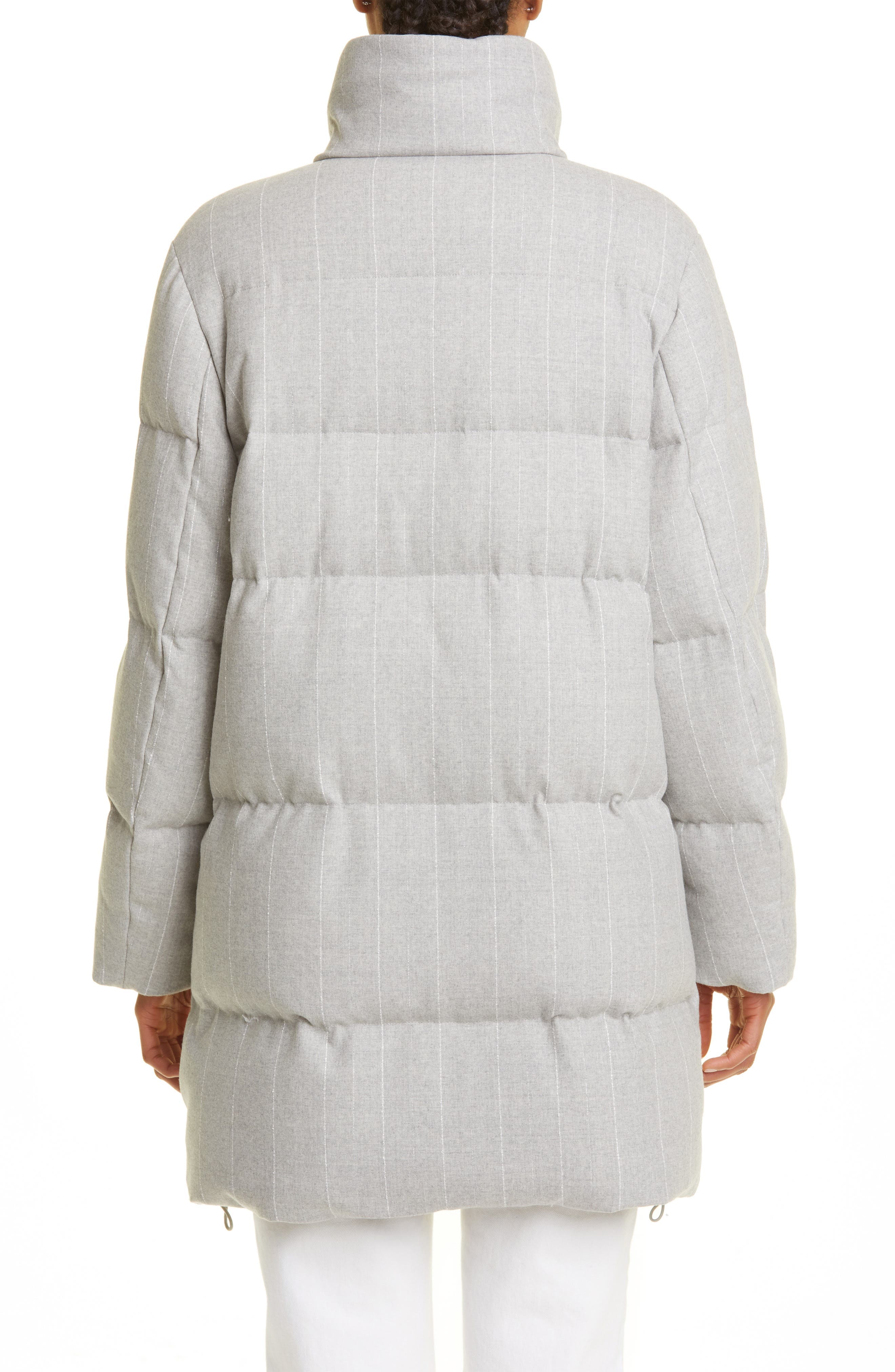 Pinstripe Wool Stretch Flannel Puffer Coat - image 2