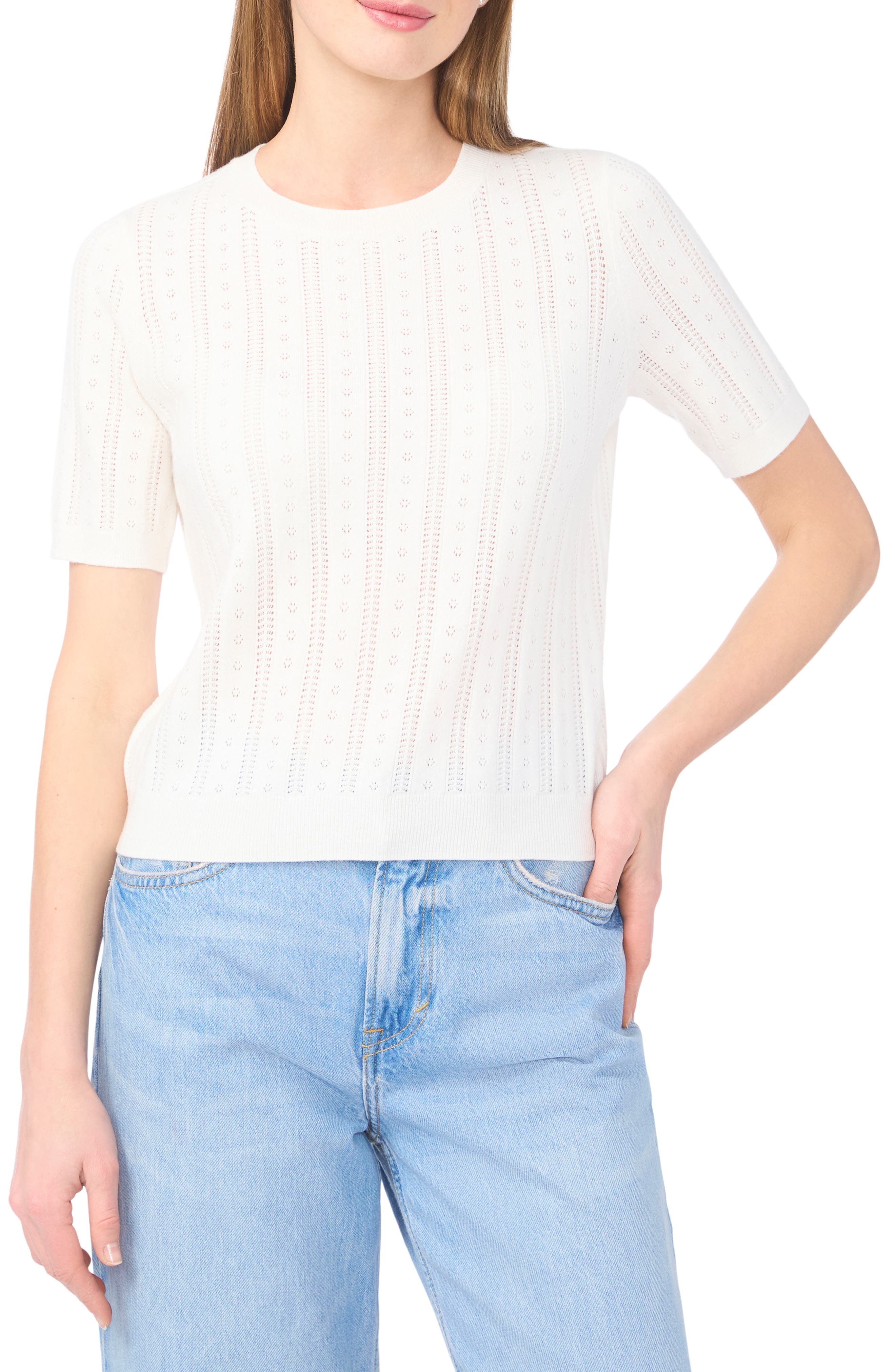 Pointelle Knit Sweater - image 1