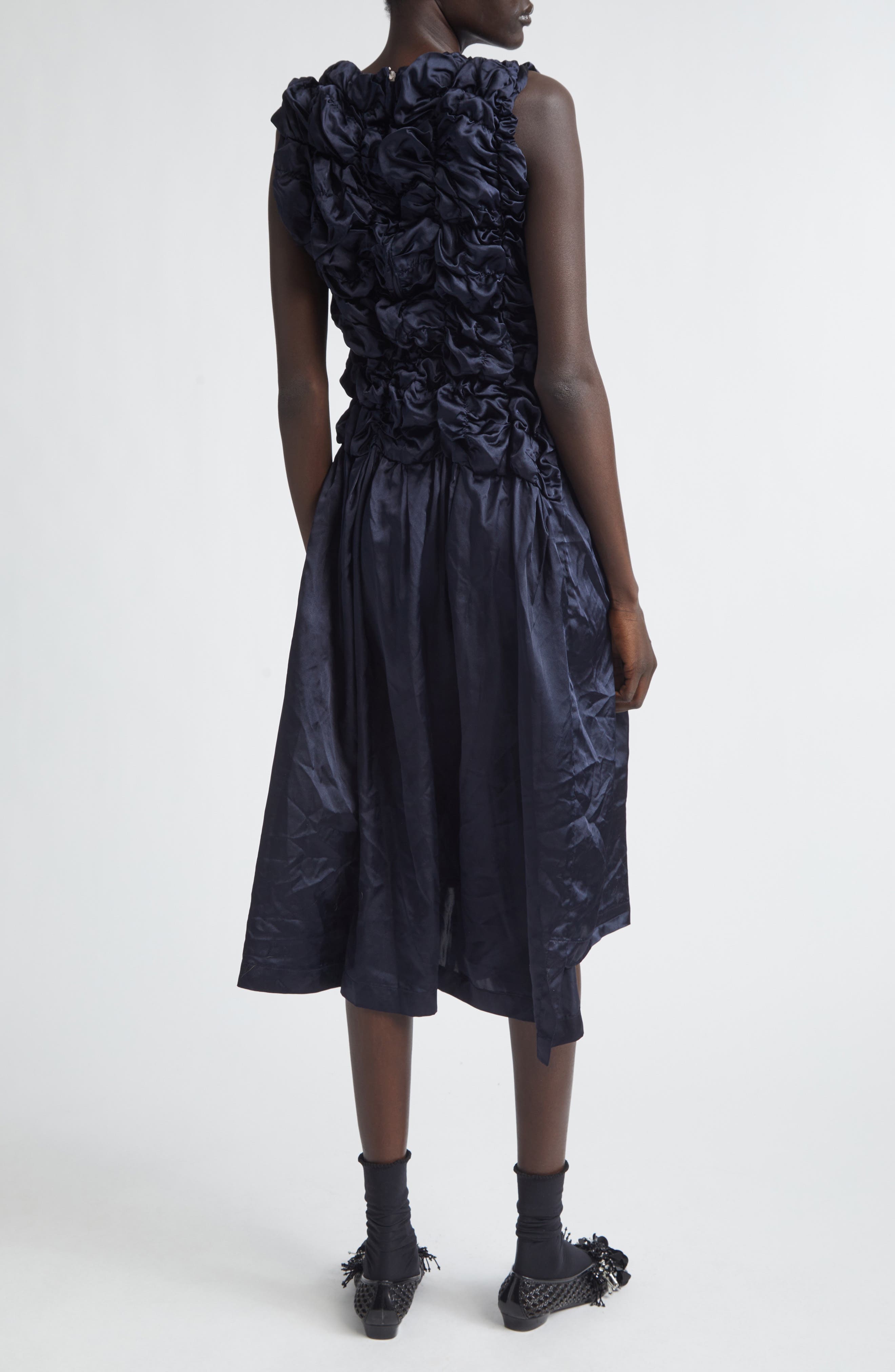 Gathered Ruffle Satin Dress - image 2