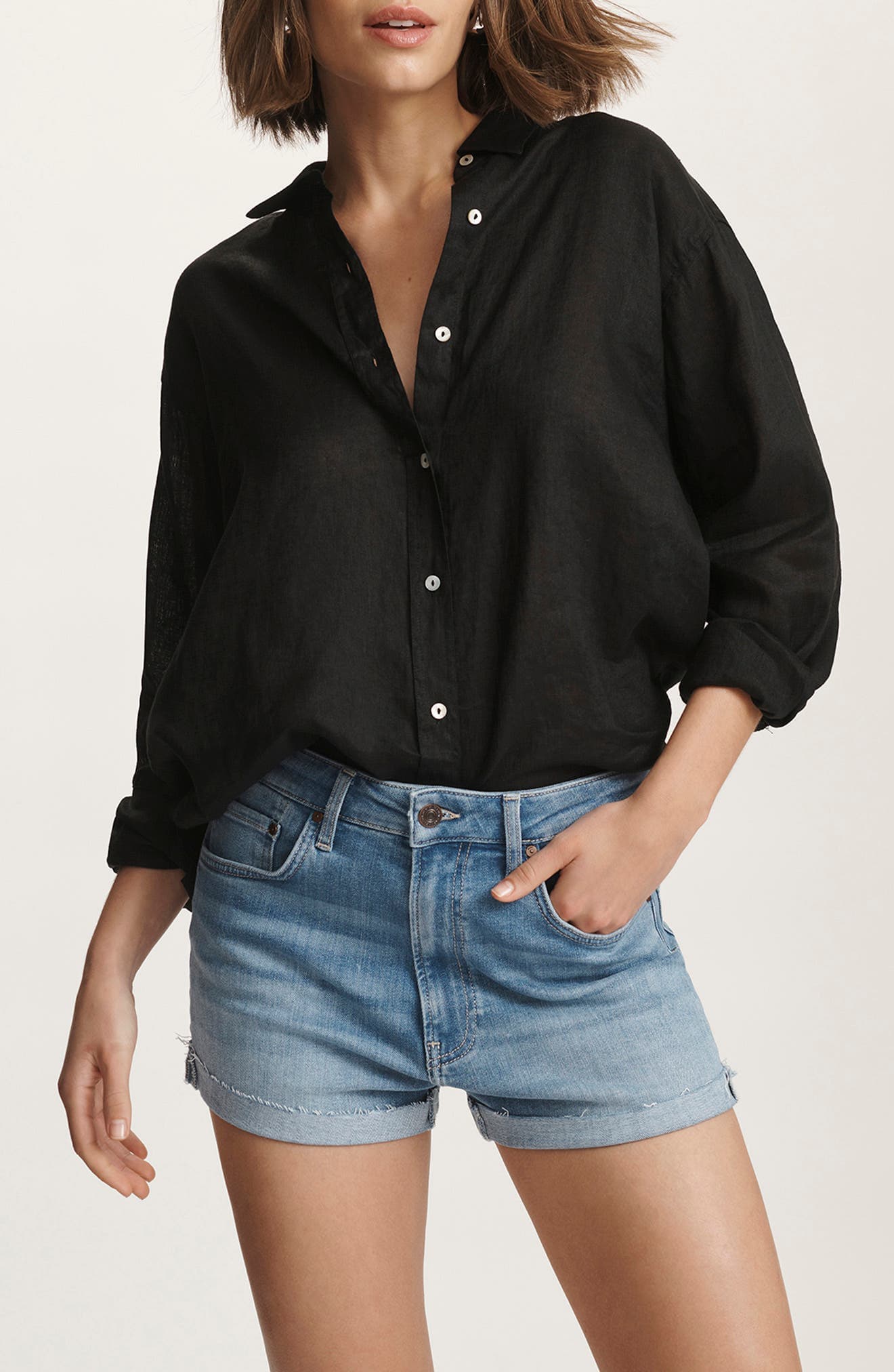 Oversize Linen Button-Up Shirt - image 1