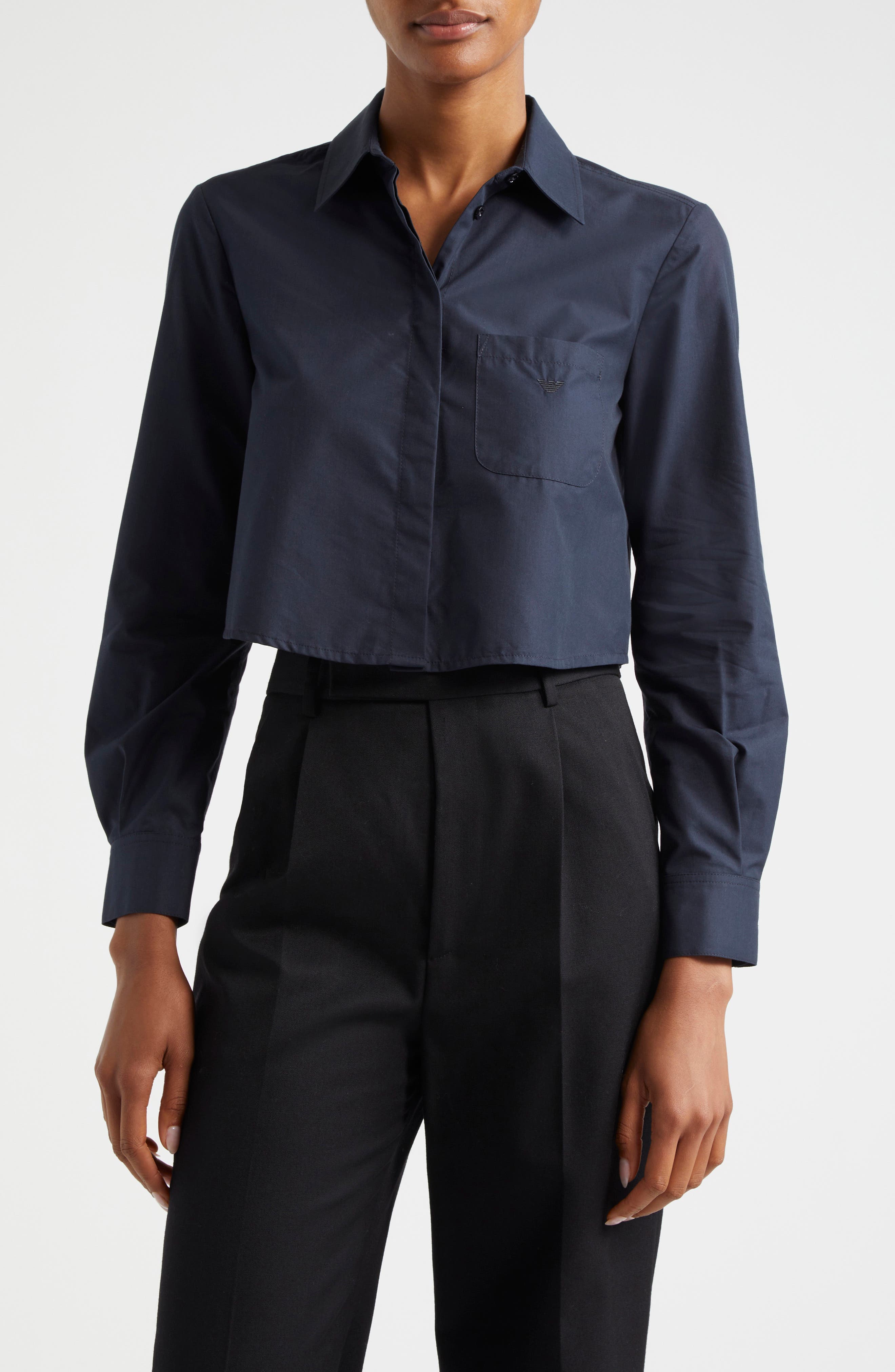 Crop Poplin Button-Up Shirt - image 1