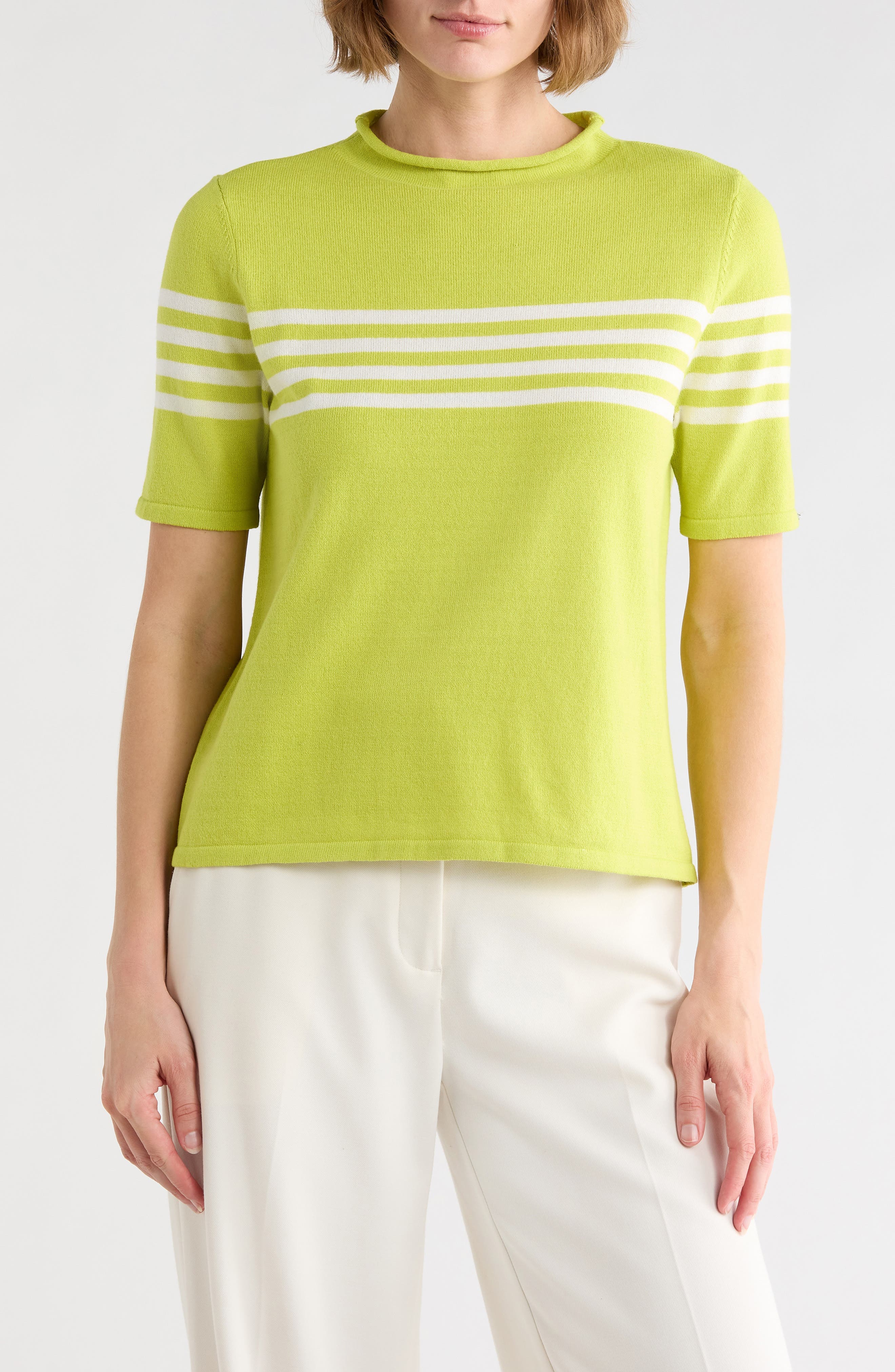 Stripe Short Sleeve Sweater - image 1