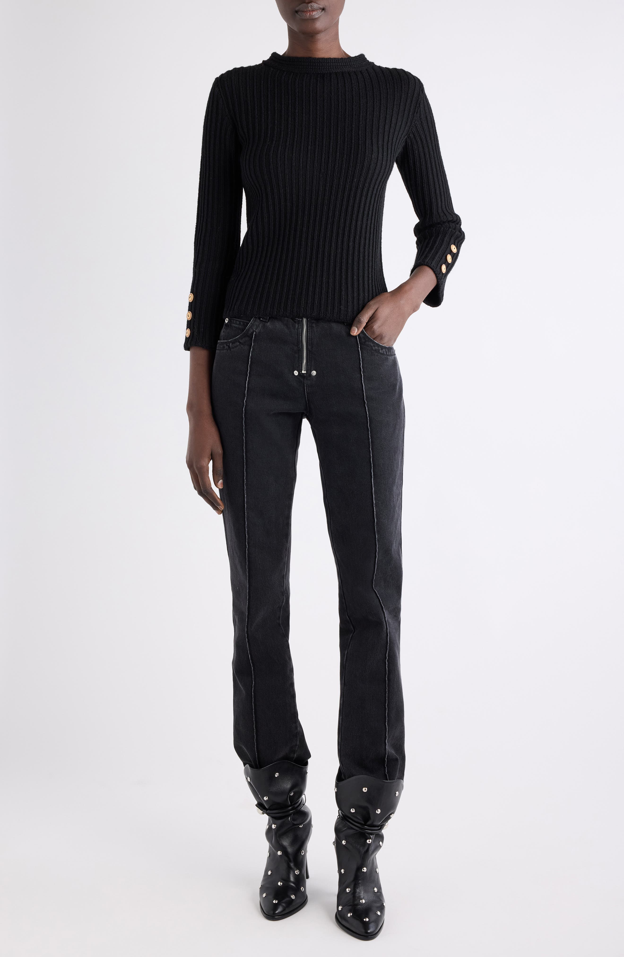 Silviana Pintuck Slim Fit Jeans - image 2