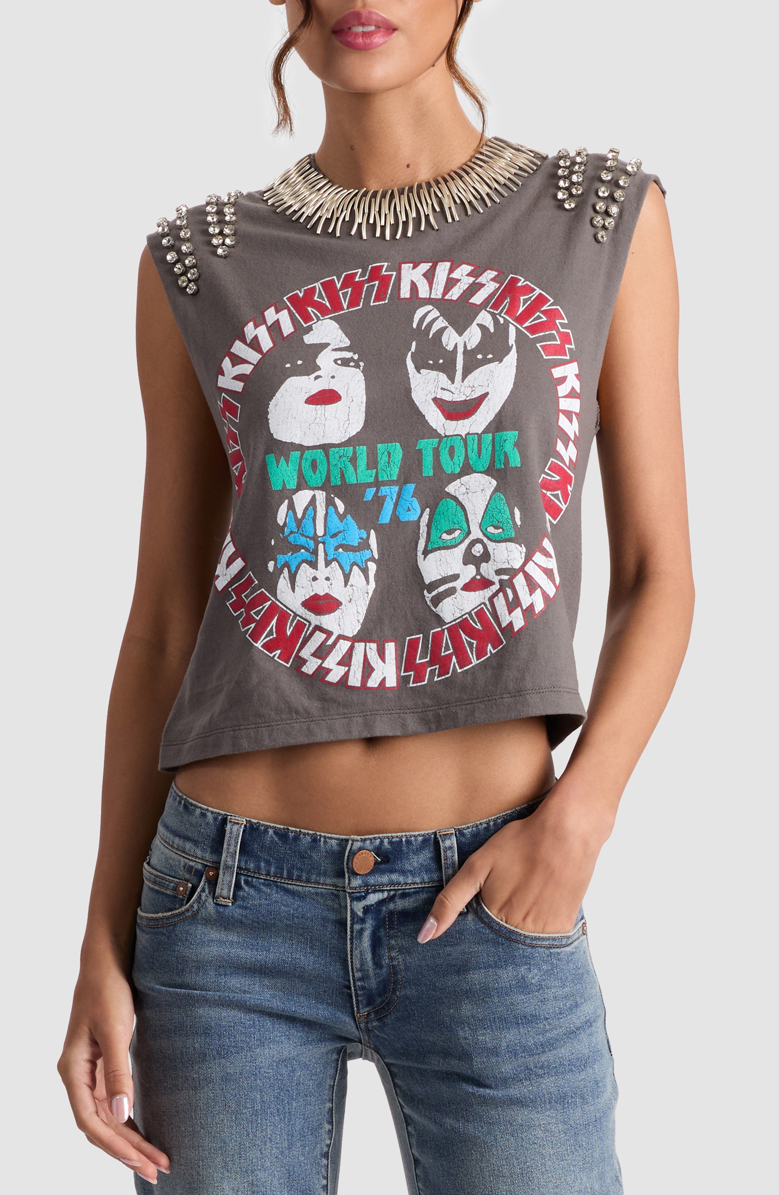Micah Embellished Graphic Muscle Tee - image 1