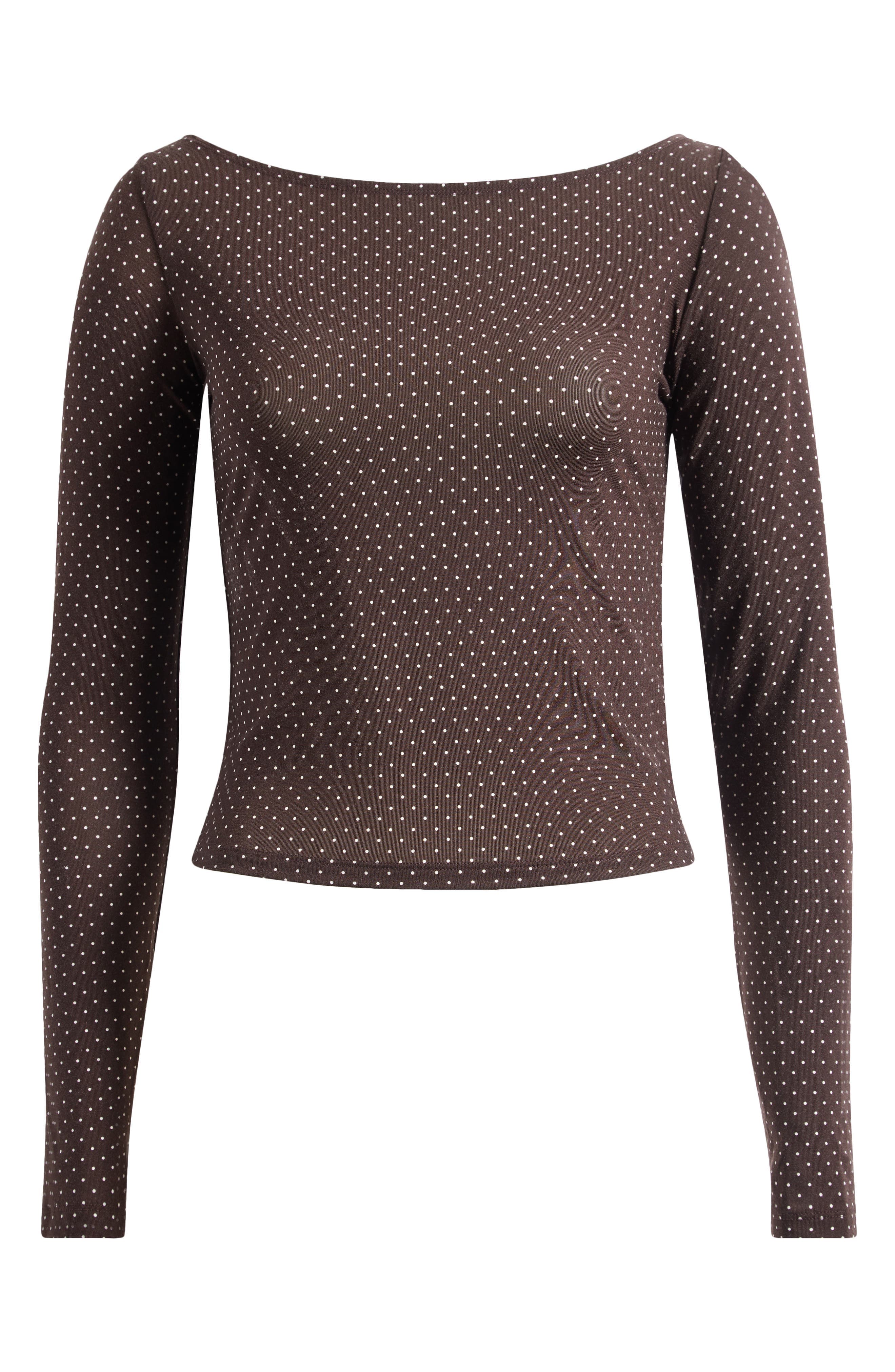 Wiley Polka Dot Boat Neck Crop Top