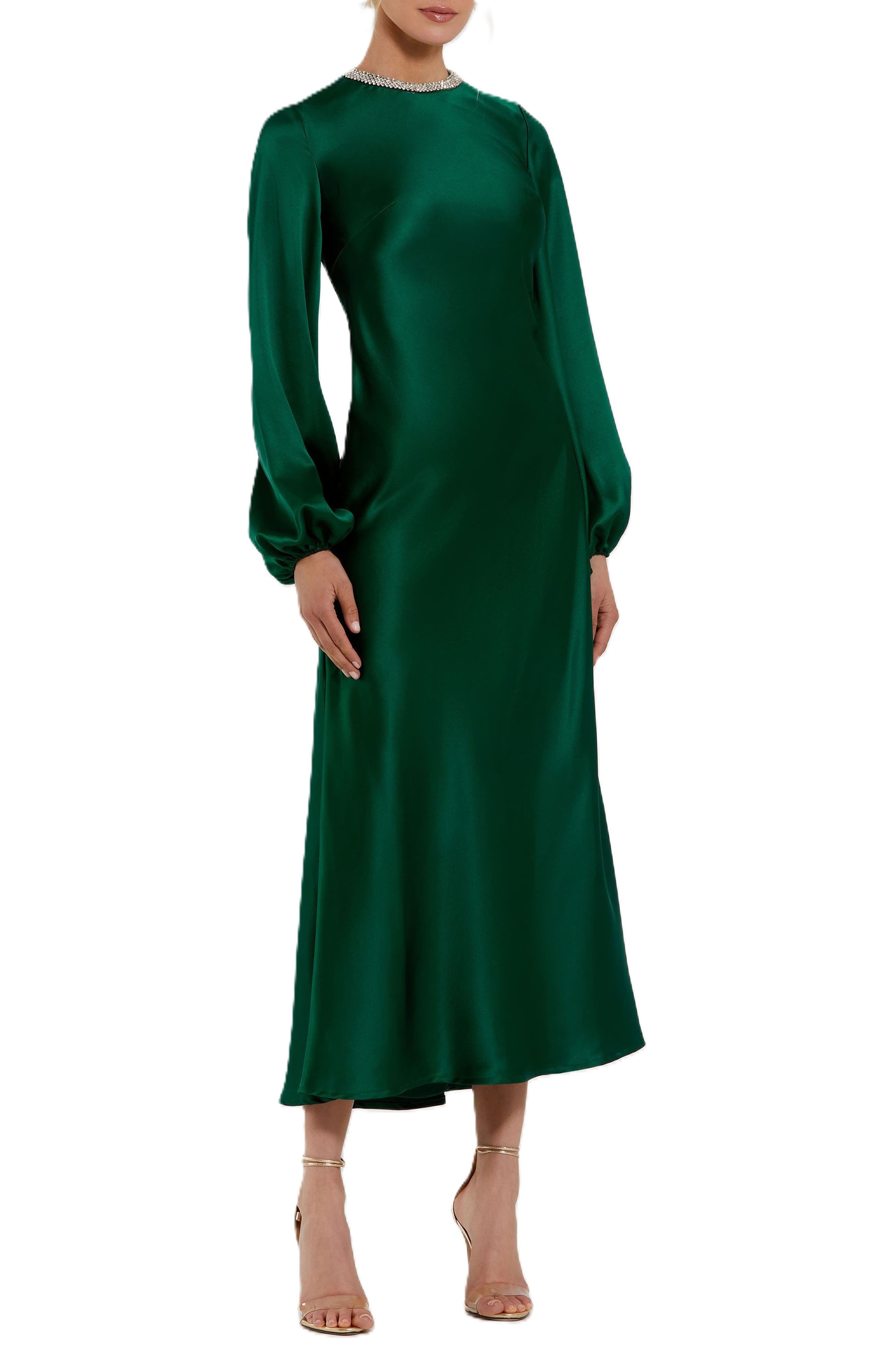 High Neck Long Sleeve Crystal Detail Dress - image 1