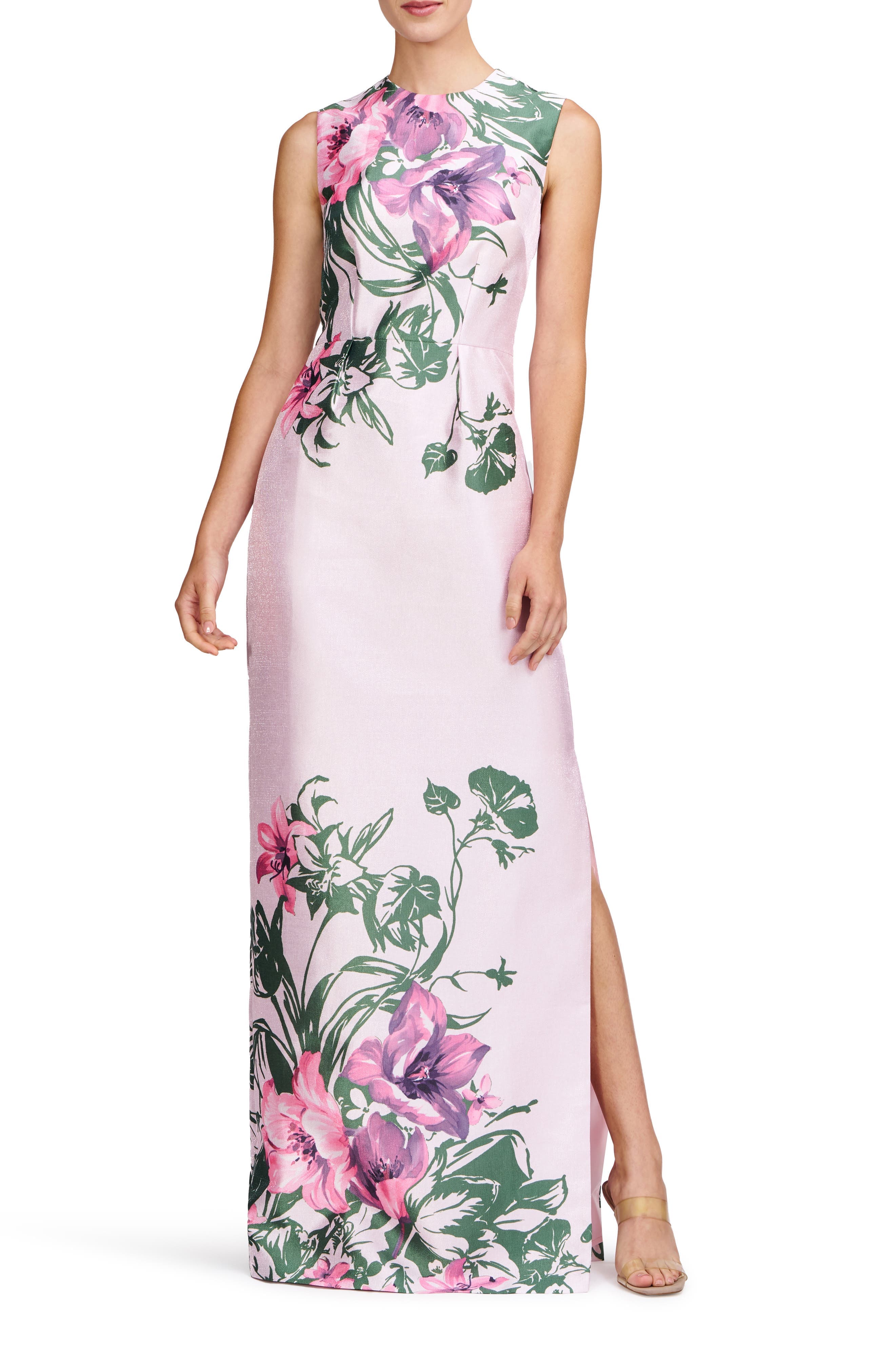 Ayla Placement Print Column Gown - image 1