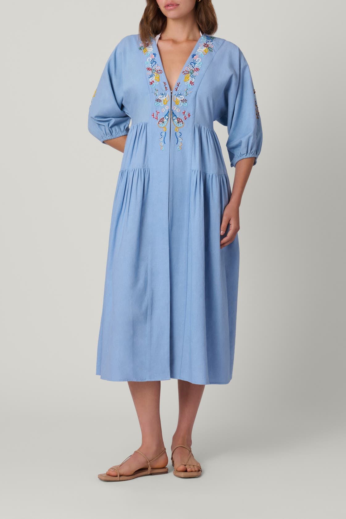 Embroidered Linen Evora Midi Coverup - image 1