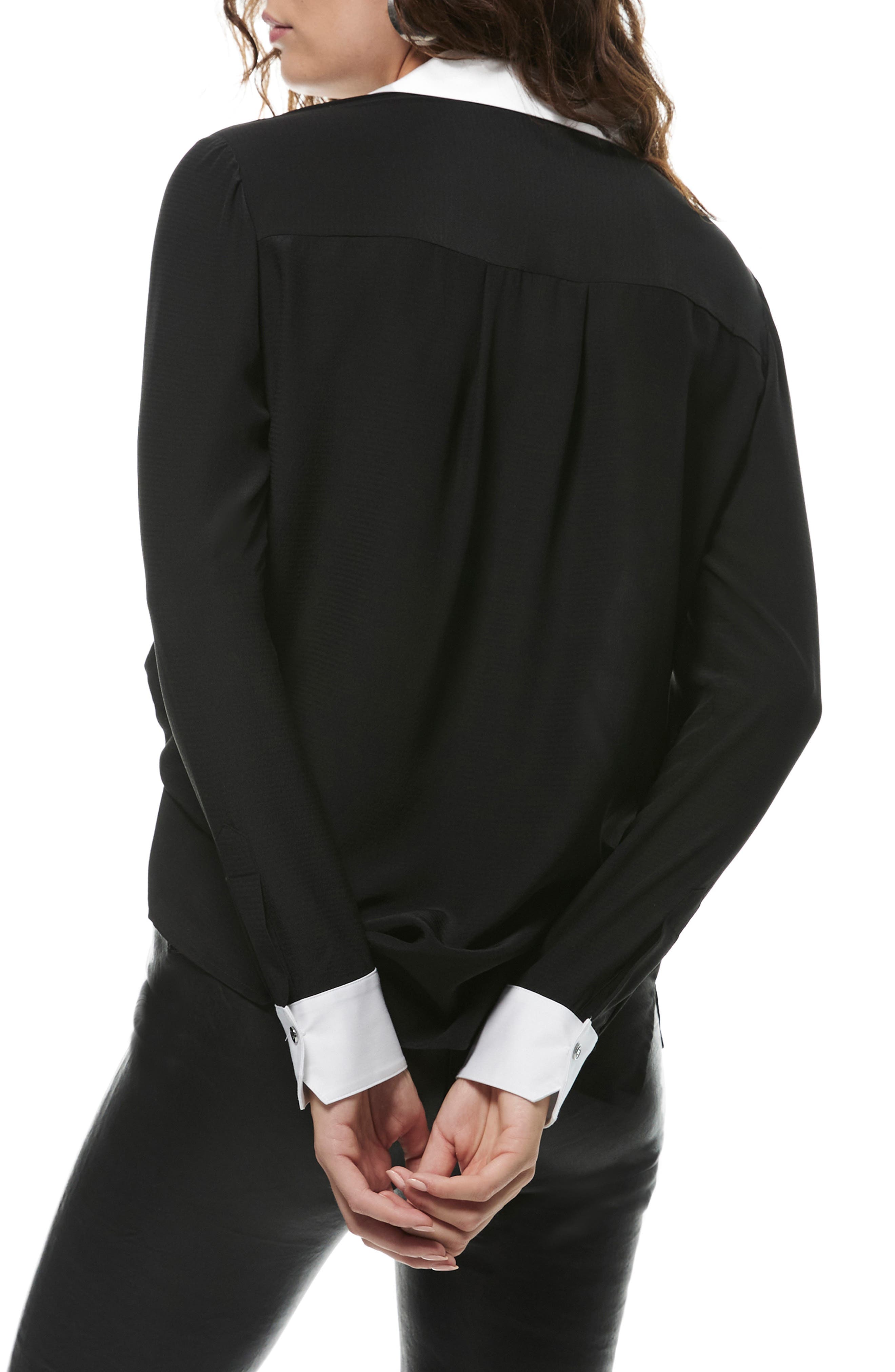 Benton Silk Hidden Button-Down Shirt - image 2