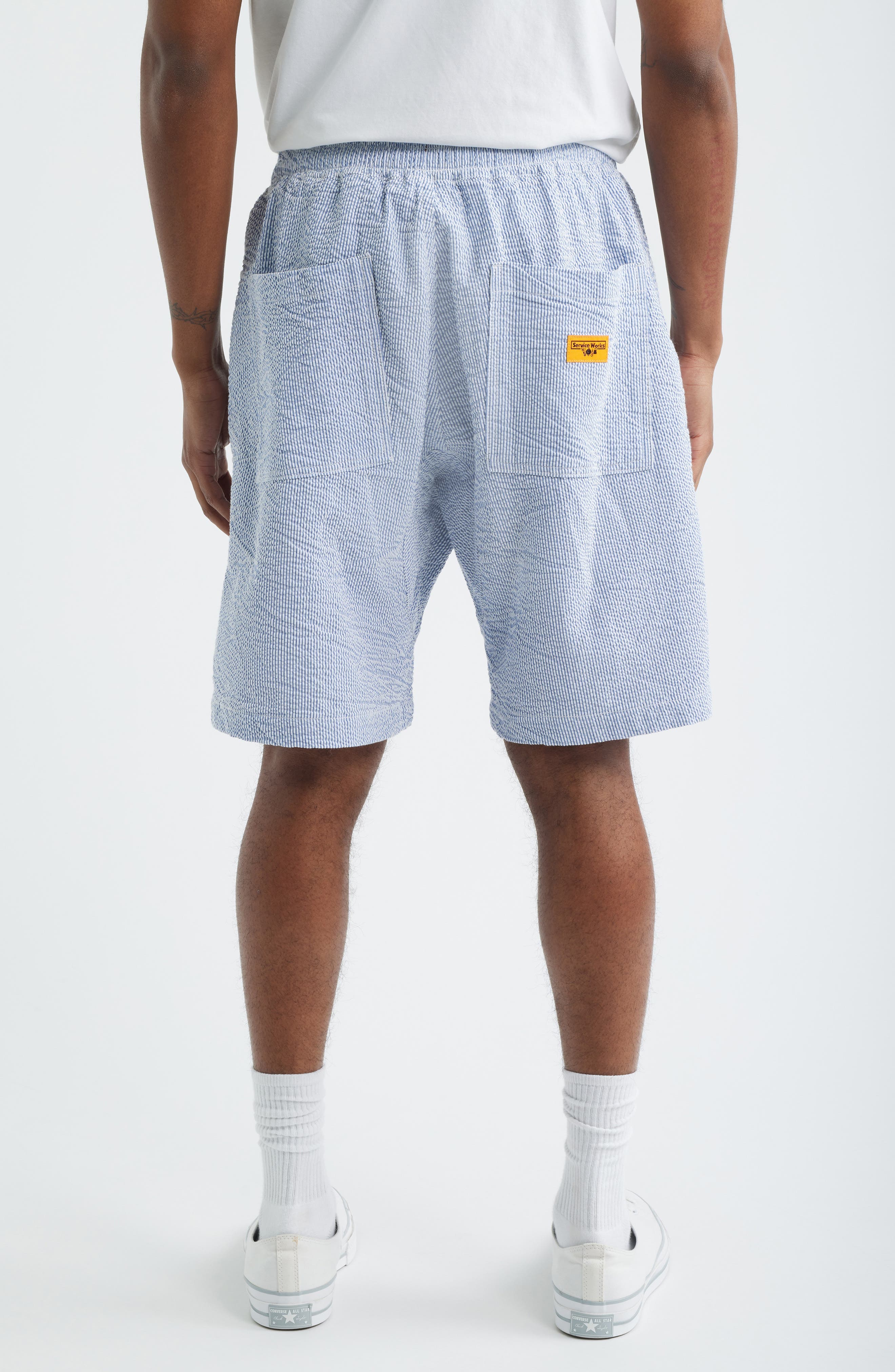 Seersucker Organic Cotton Poplin Drawstring Chef Shorts - image 2