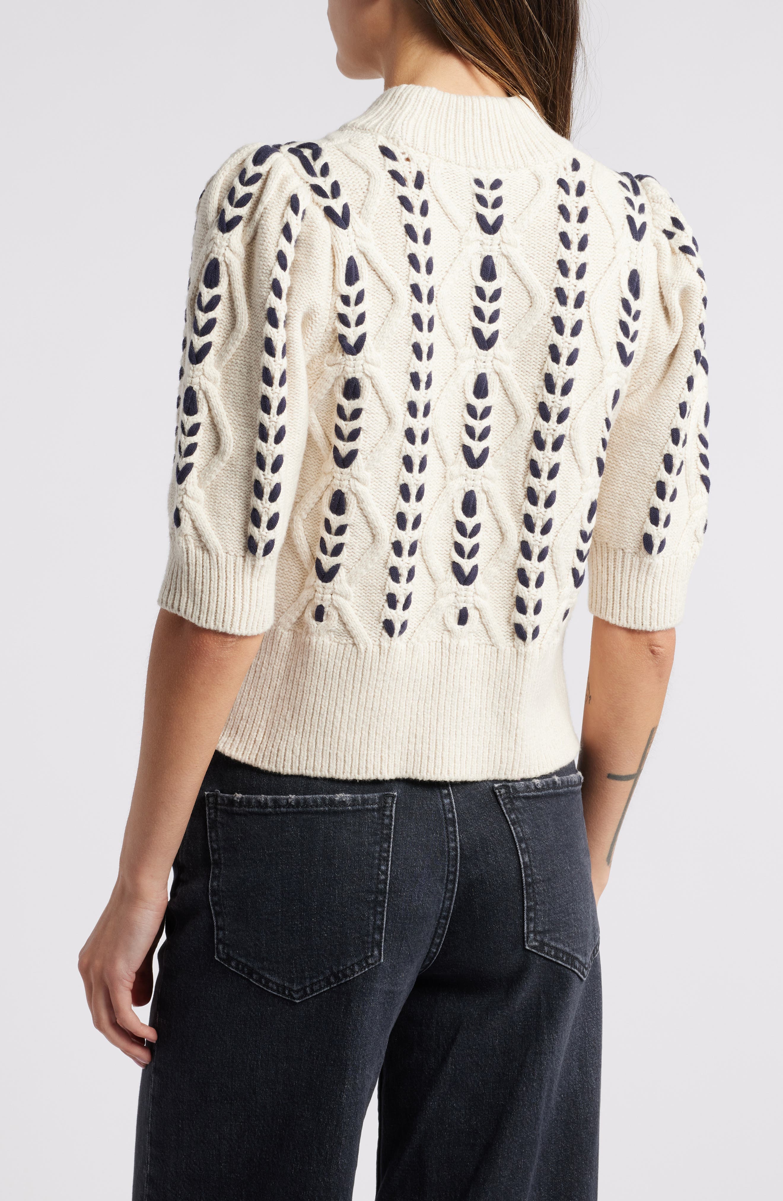 Addy Textured Elbow Sleeve Sweater - image 2
