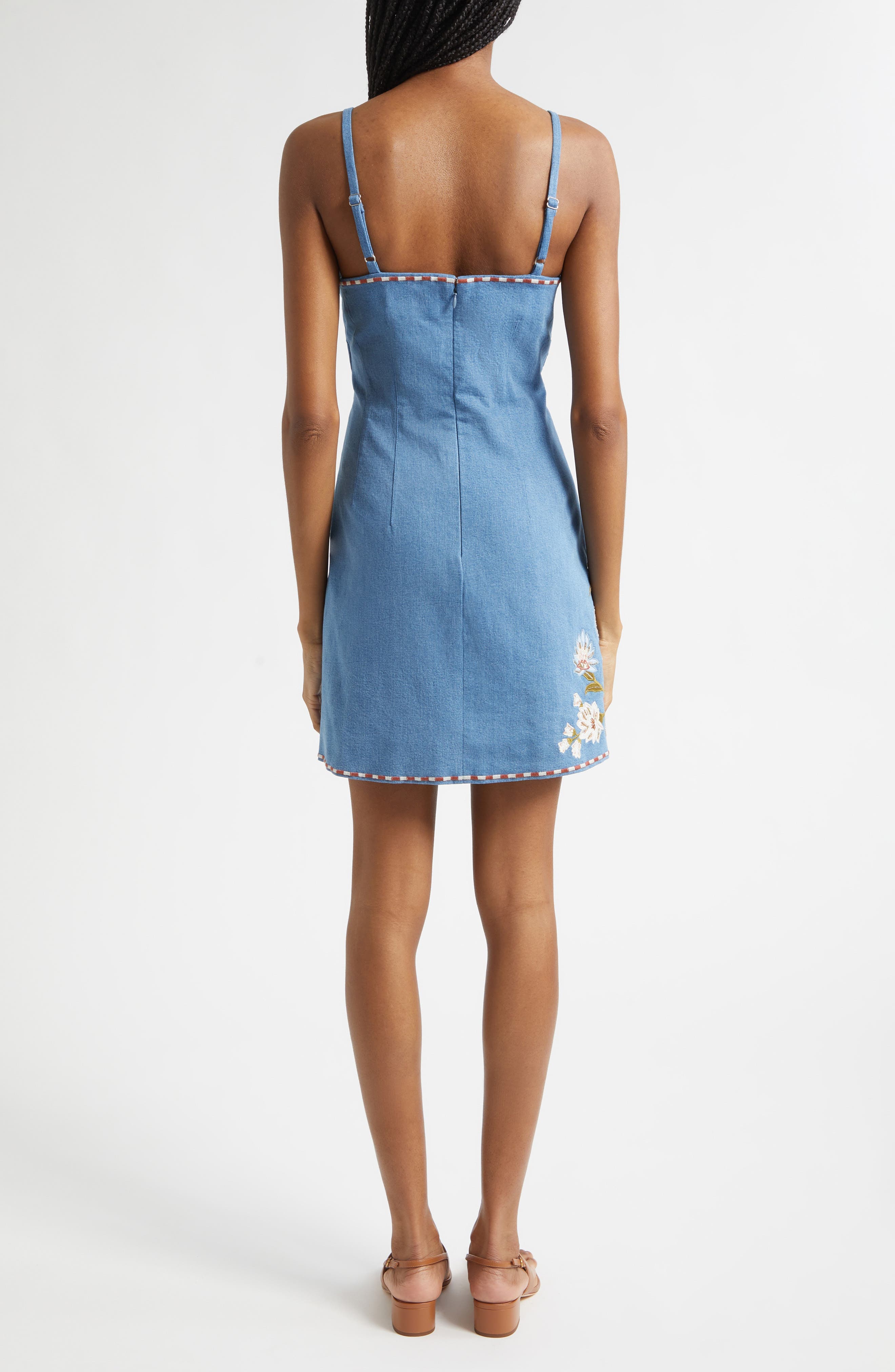 Chester Floral Embroidered Denim Minidress - image 2
