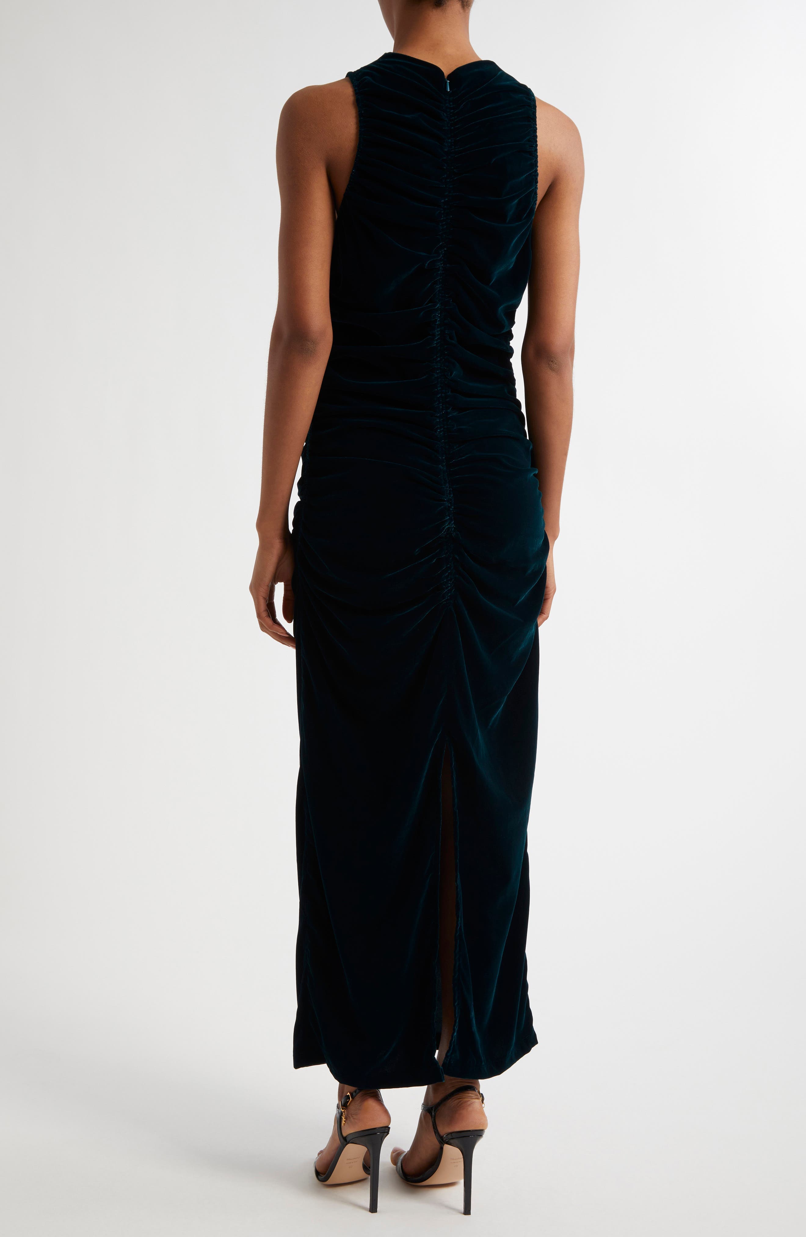 Niva Ruched Sleeveless Velvet Dress - image 2