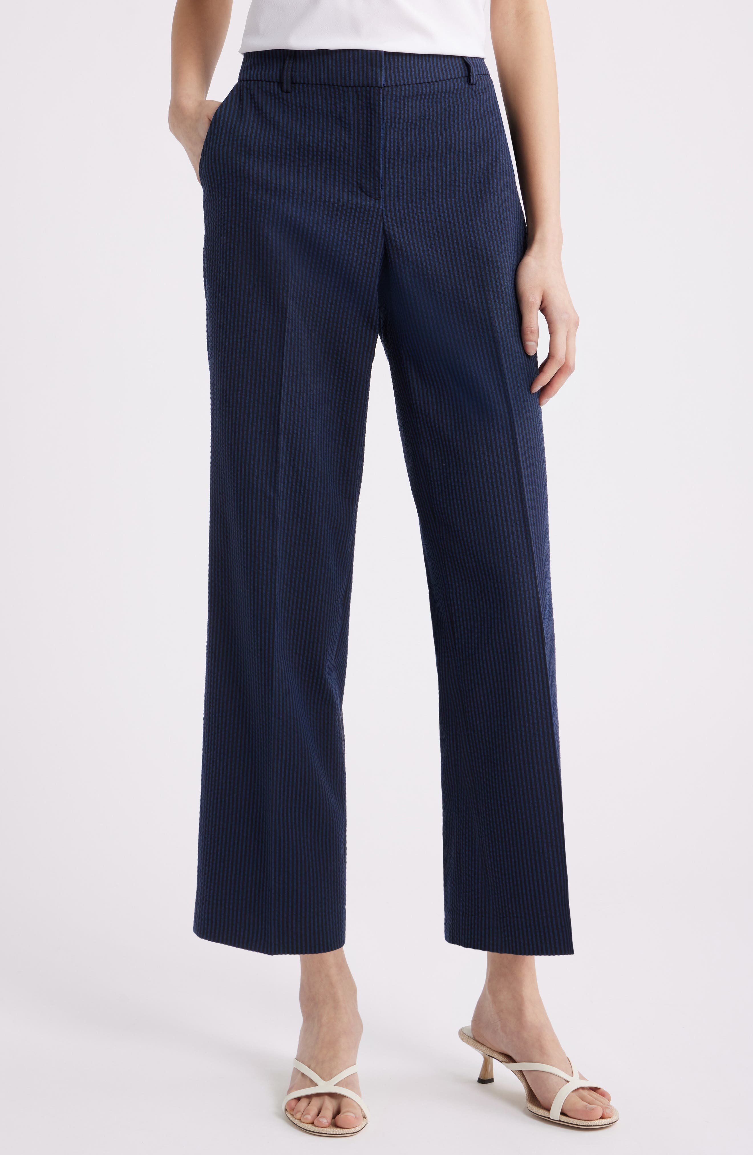 Stripe Straight Leg Ankle Pants - image 1