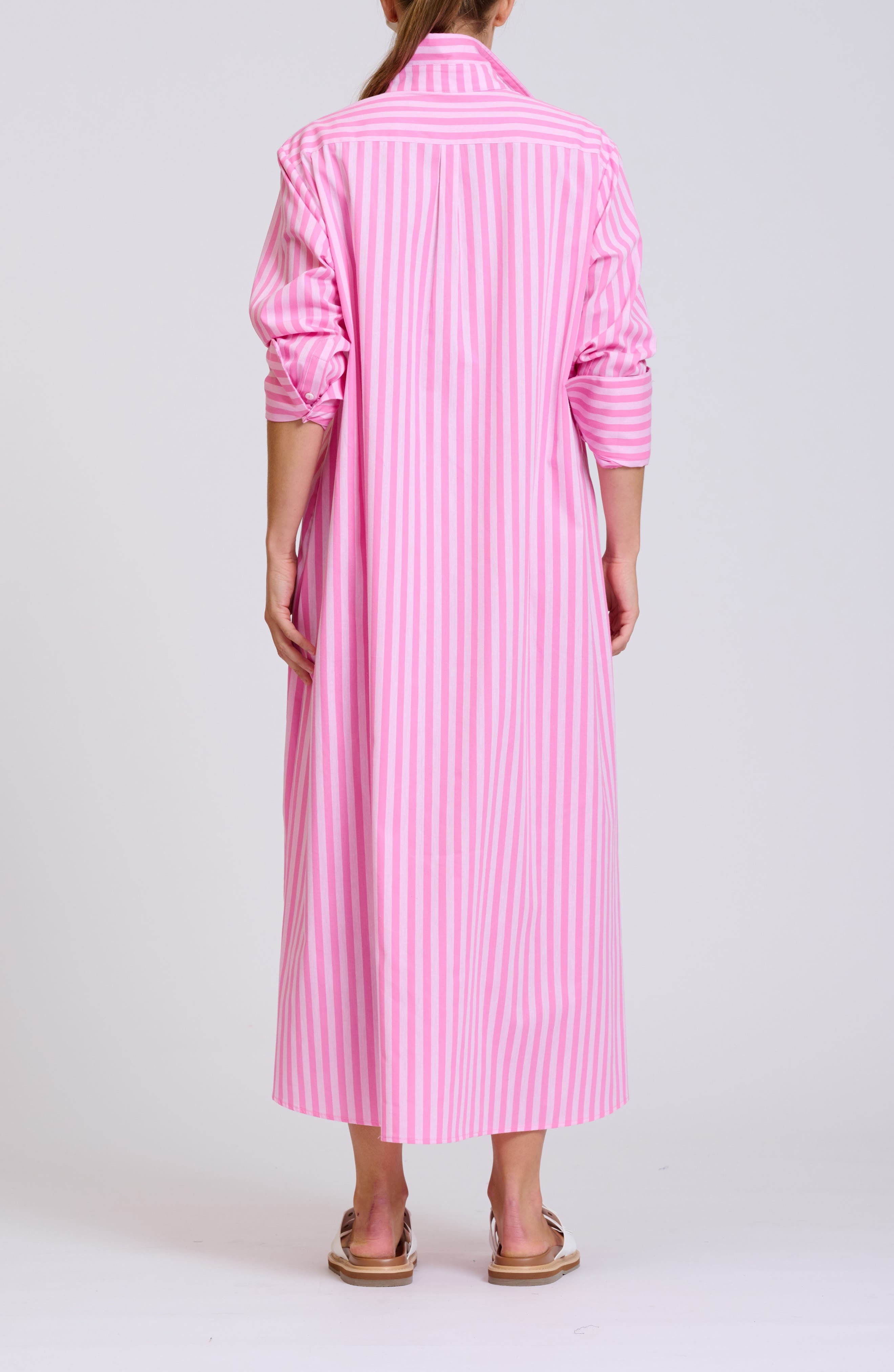Stripe Oversize Long Sleeve Cotton Poplin Shirtdress - image 2