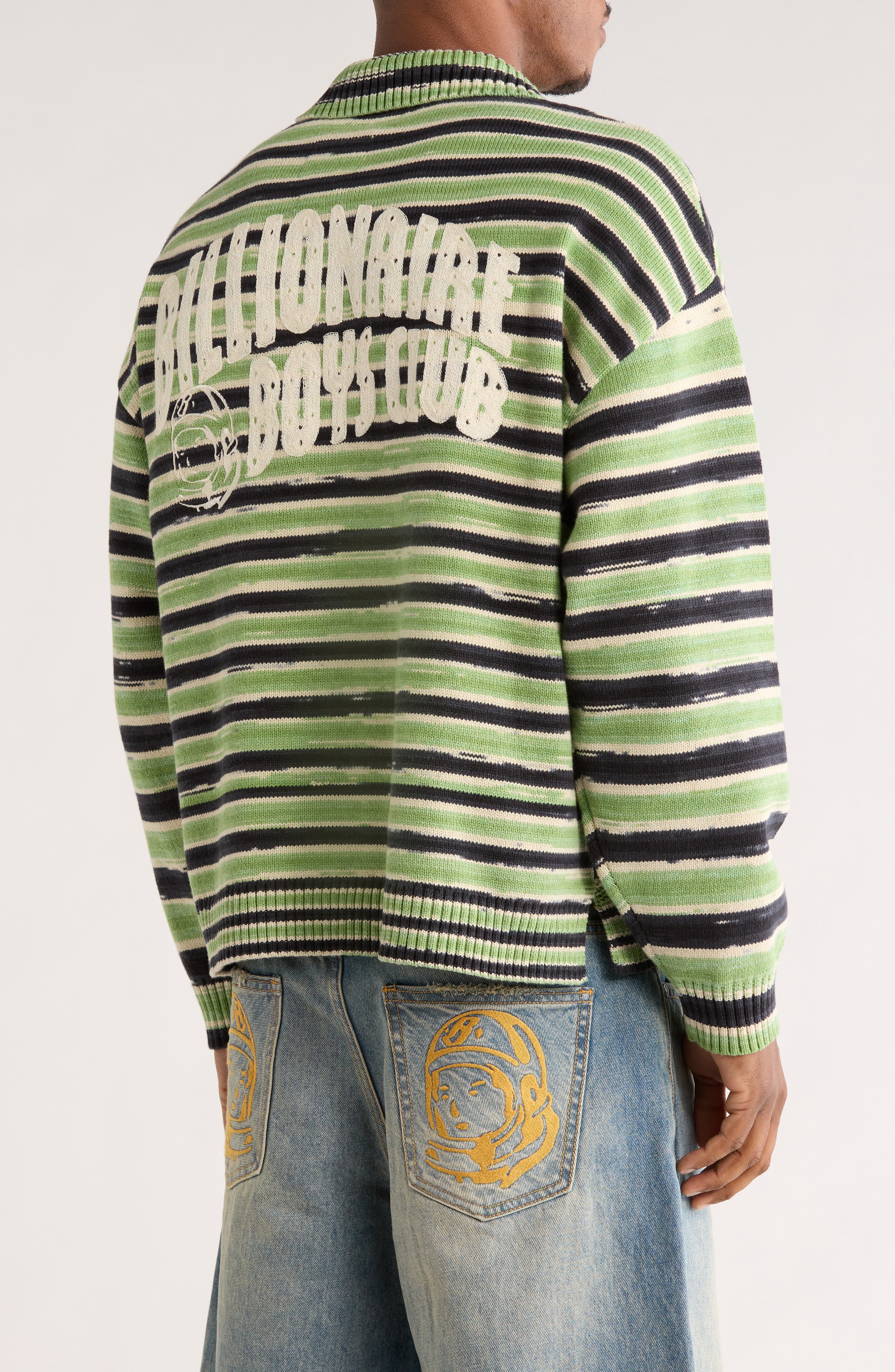 Curve Stripe Cotton Quarter Zip Graphic Sweater - image 2