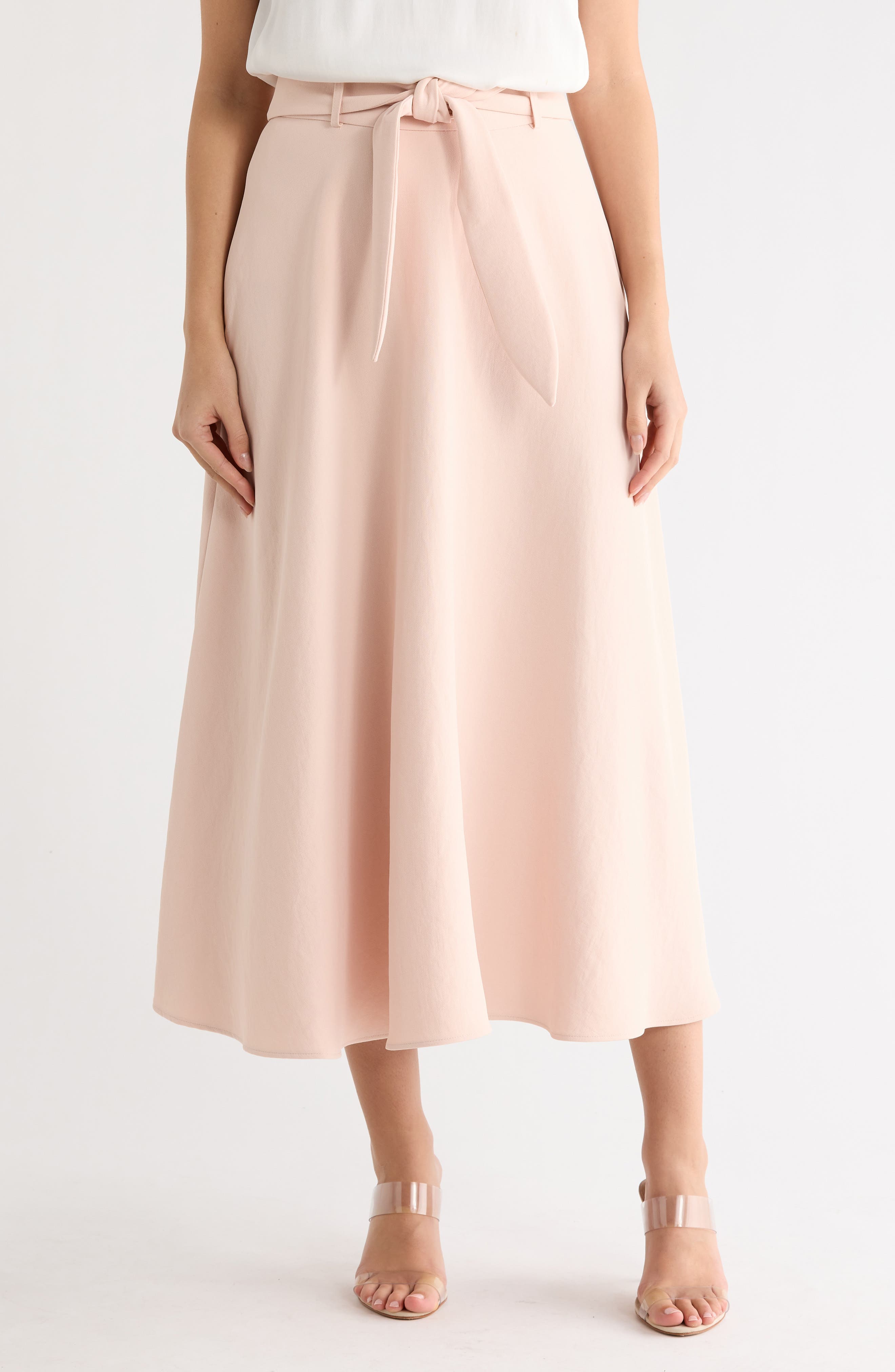Aero Belted Crepe Midi Skirt - image 1