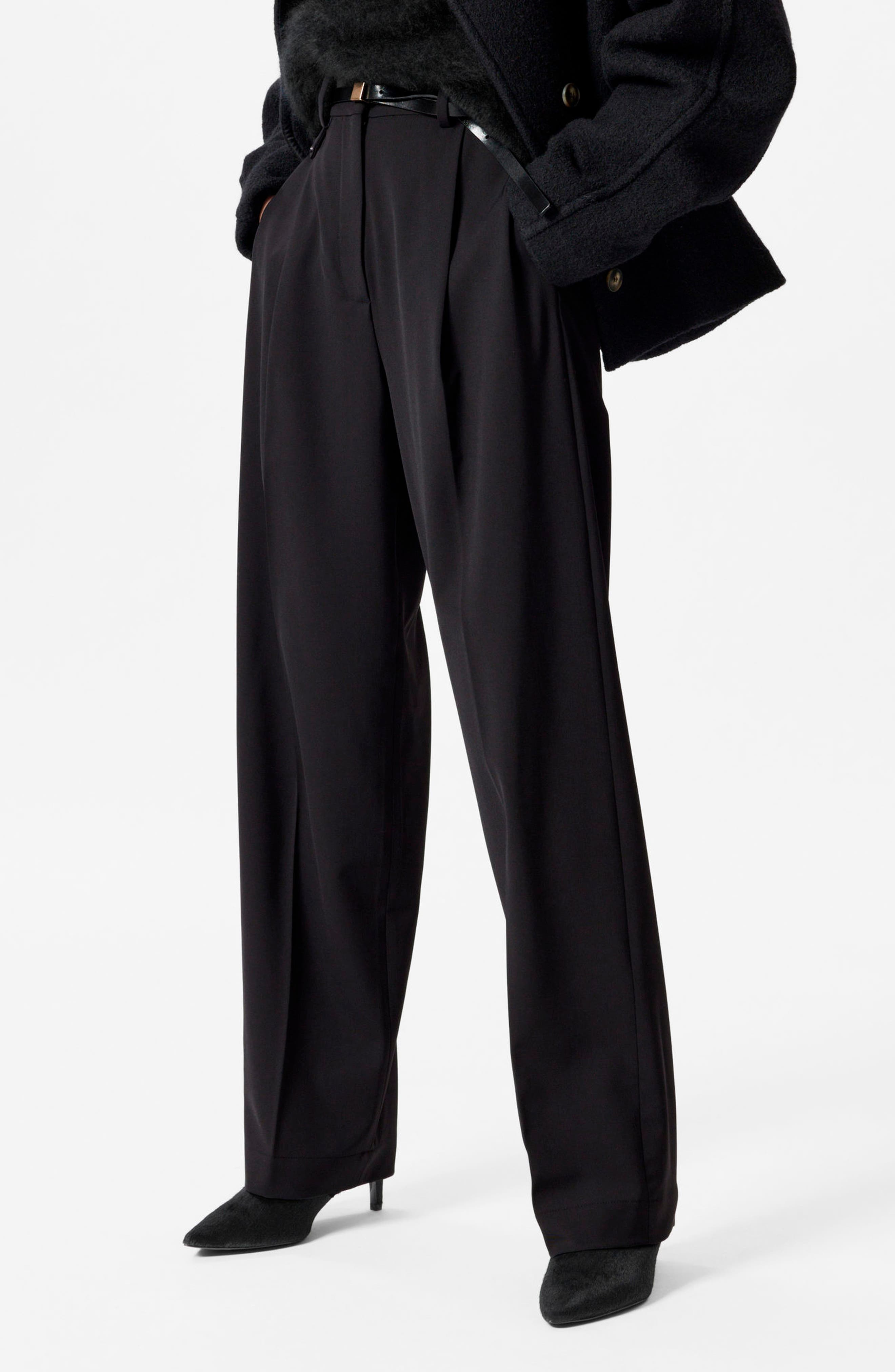Creased Straight Leg Wool Blend Pants - image 1