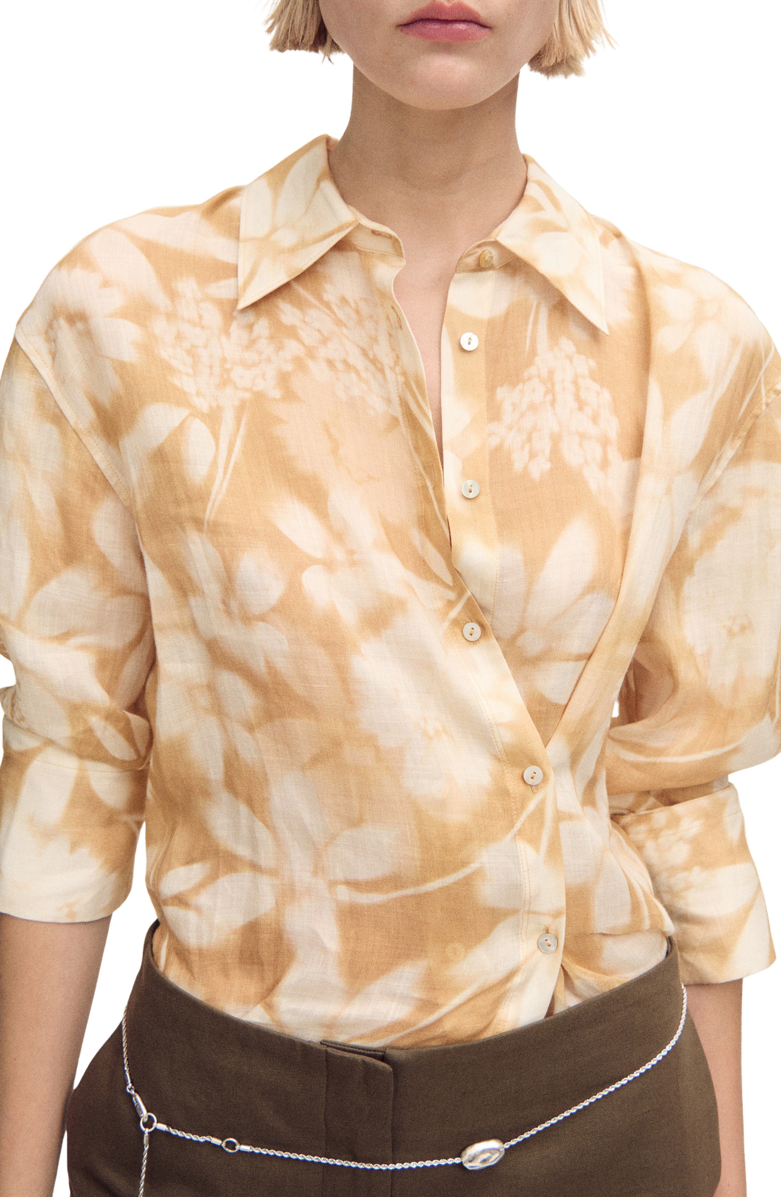 Floral Ramie Button-Up Shirt - image 1